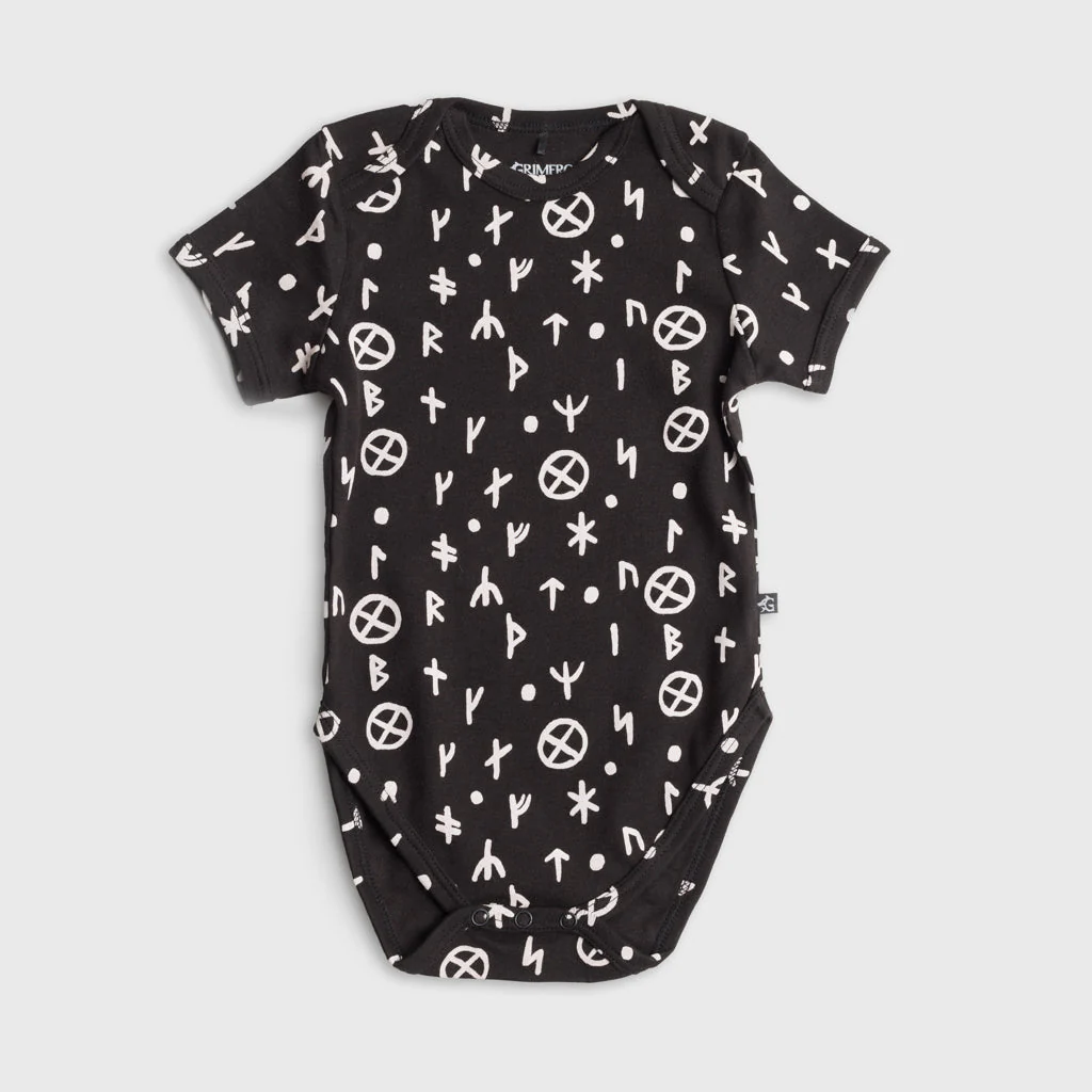 Baby Bodysuit, Runes, Black - Image 3
