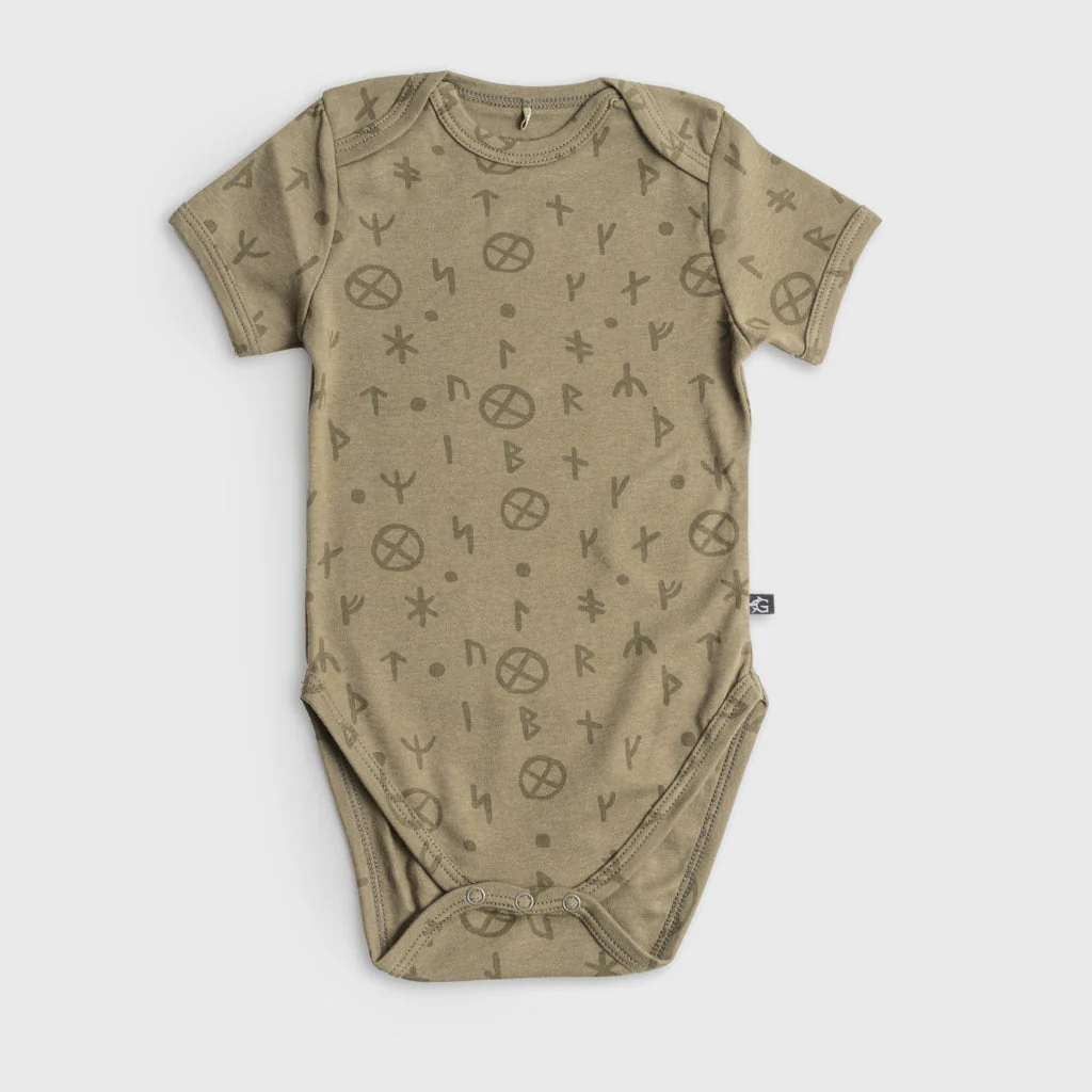 Baby Bodysuit, Runes, Green - Image 2