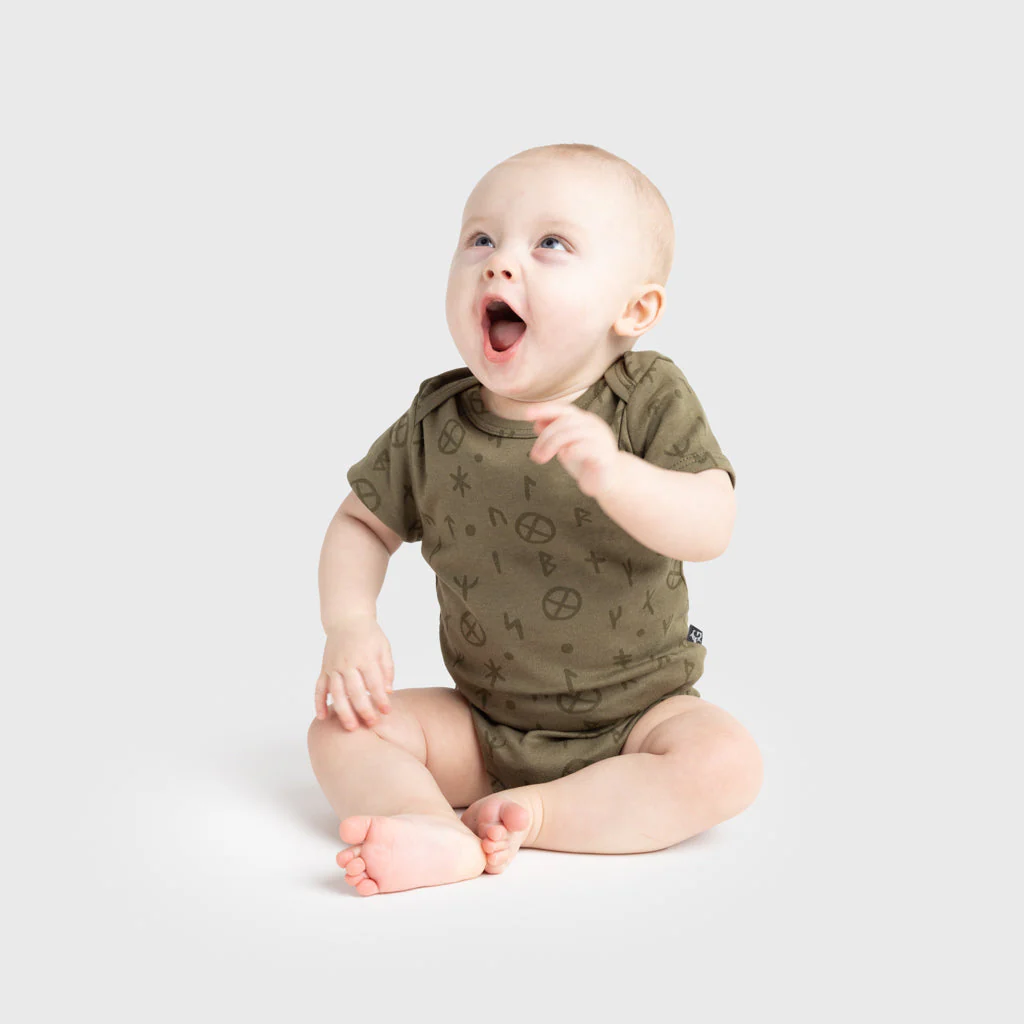 Baby Bodysuit, Runes, Green - Image 3