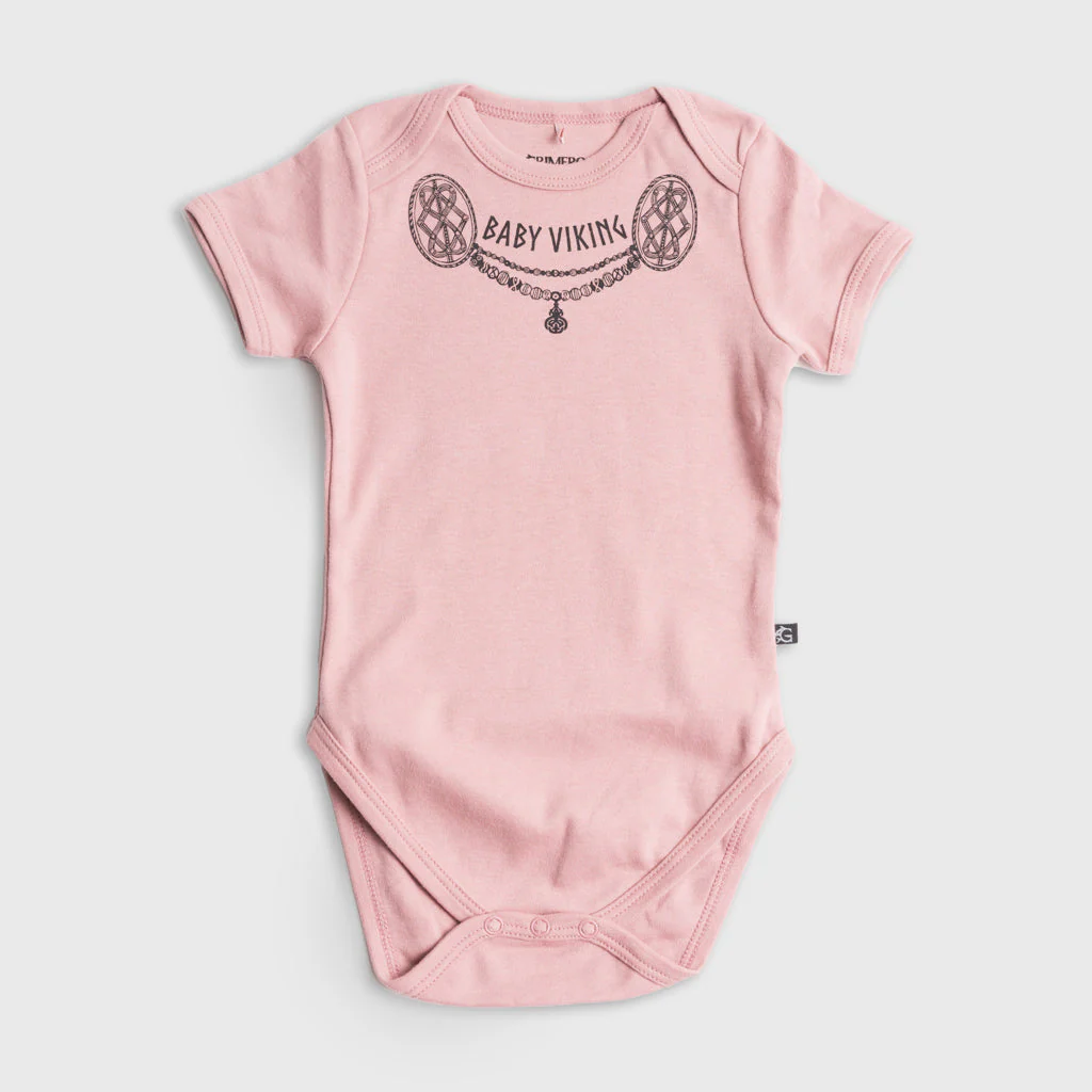 Baby Bodysuit, Viking Girl, Pink - Image 2
