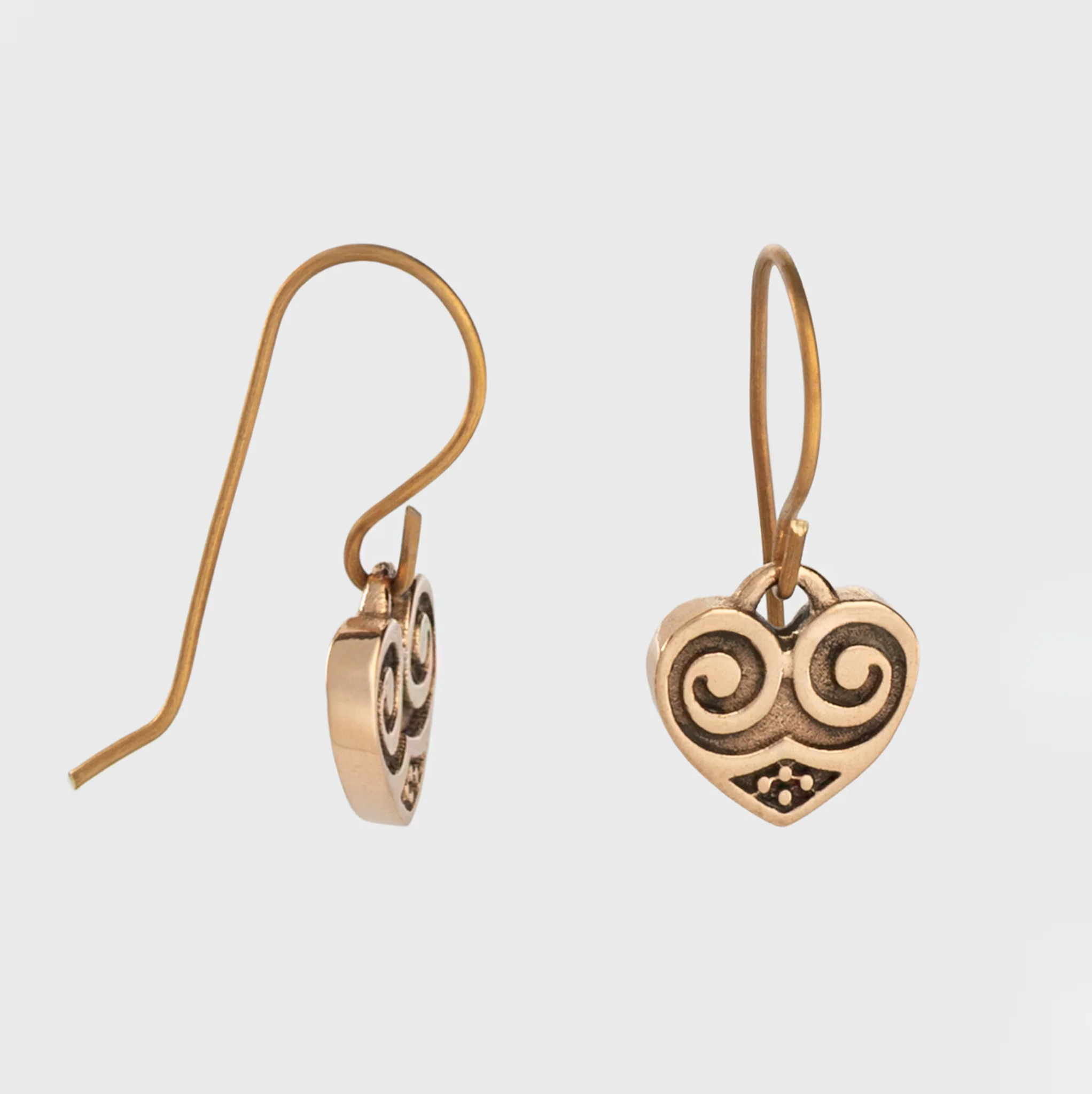 Birka Heart Earrings, Bronze - Image 2