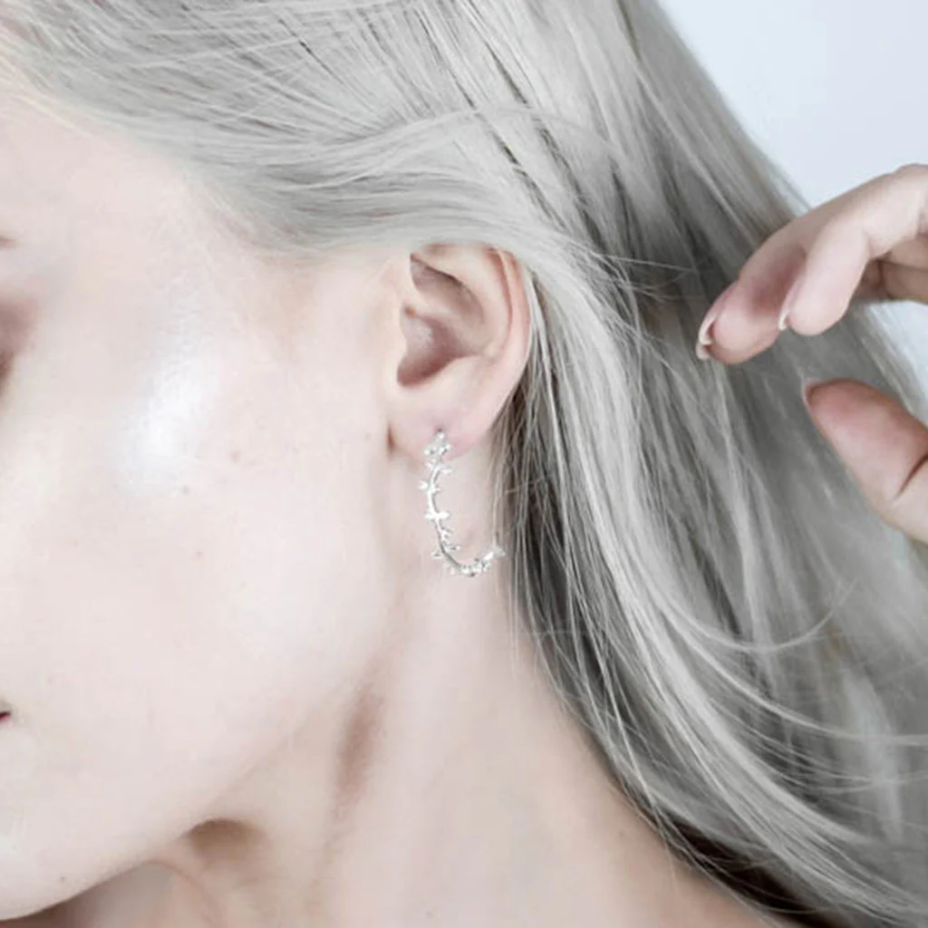 Bjarkan Earrings, Silver - Image 4