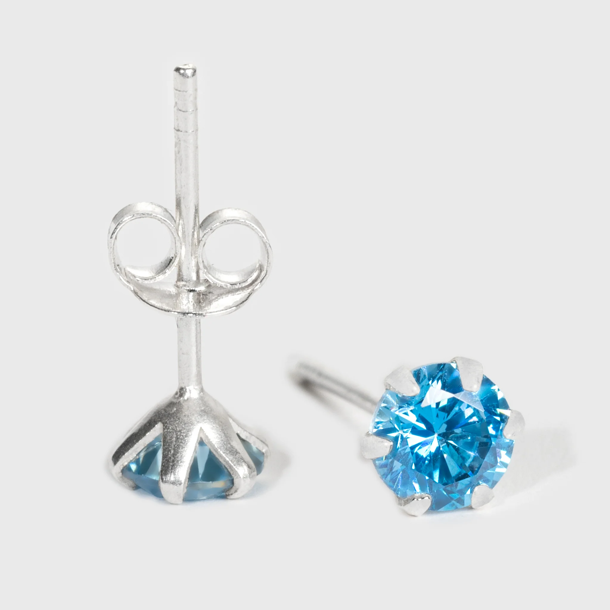 Blue Zircon Silver Stud Earrings - Image 5
