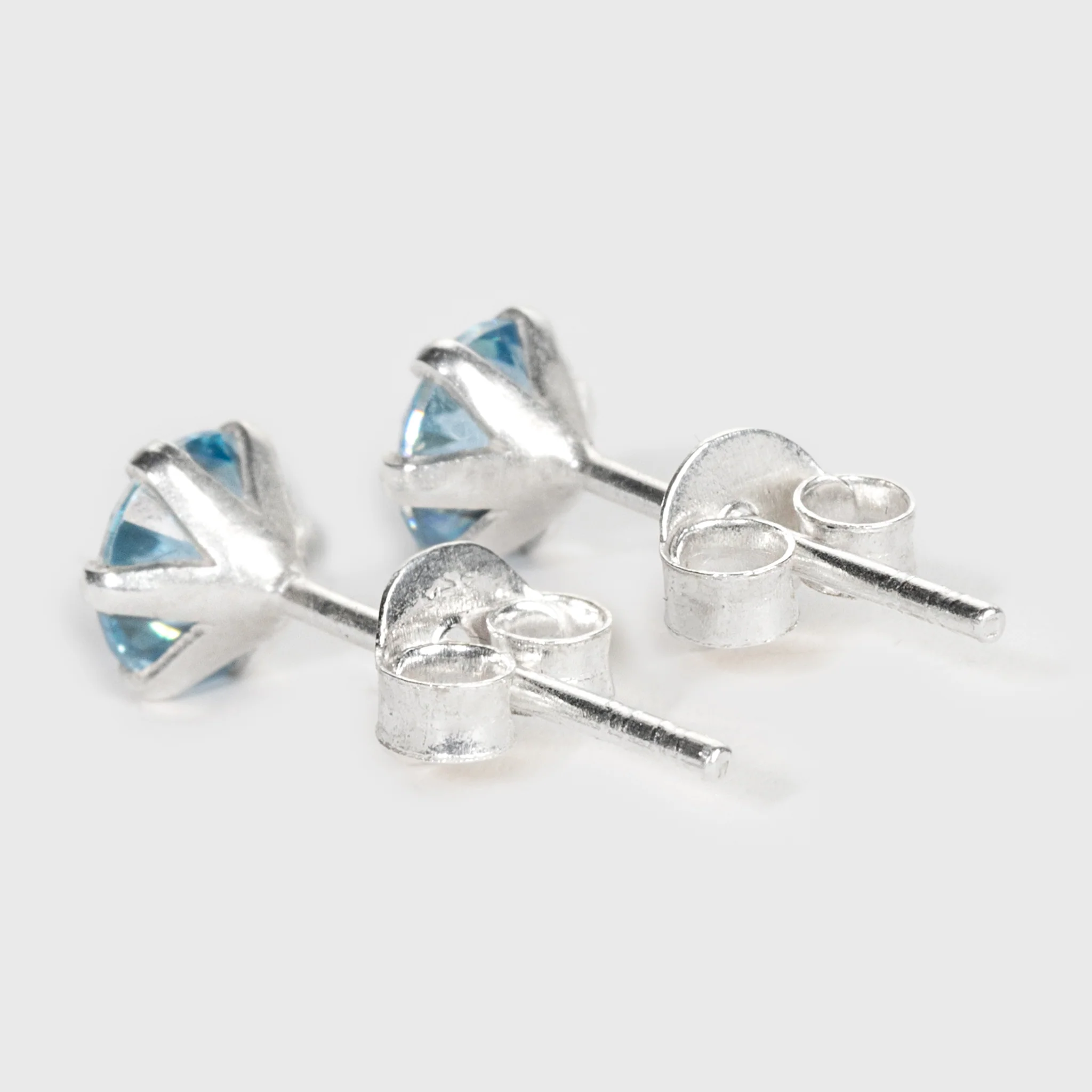 Blue Zircon Silver Stud Earrings - Image 7