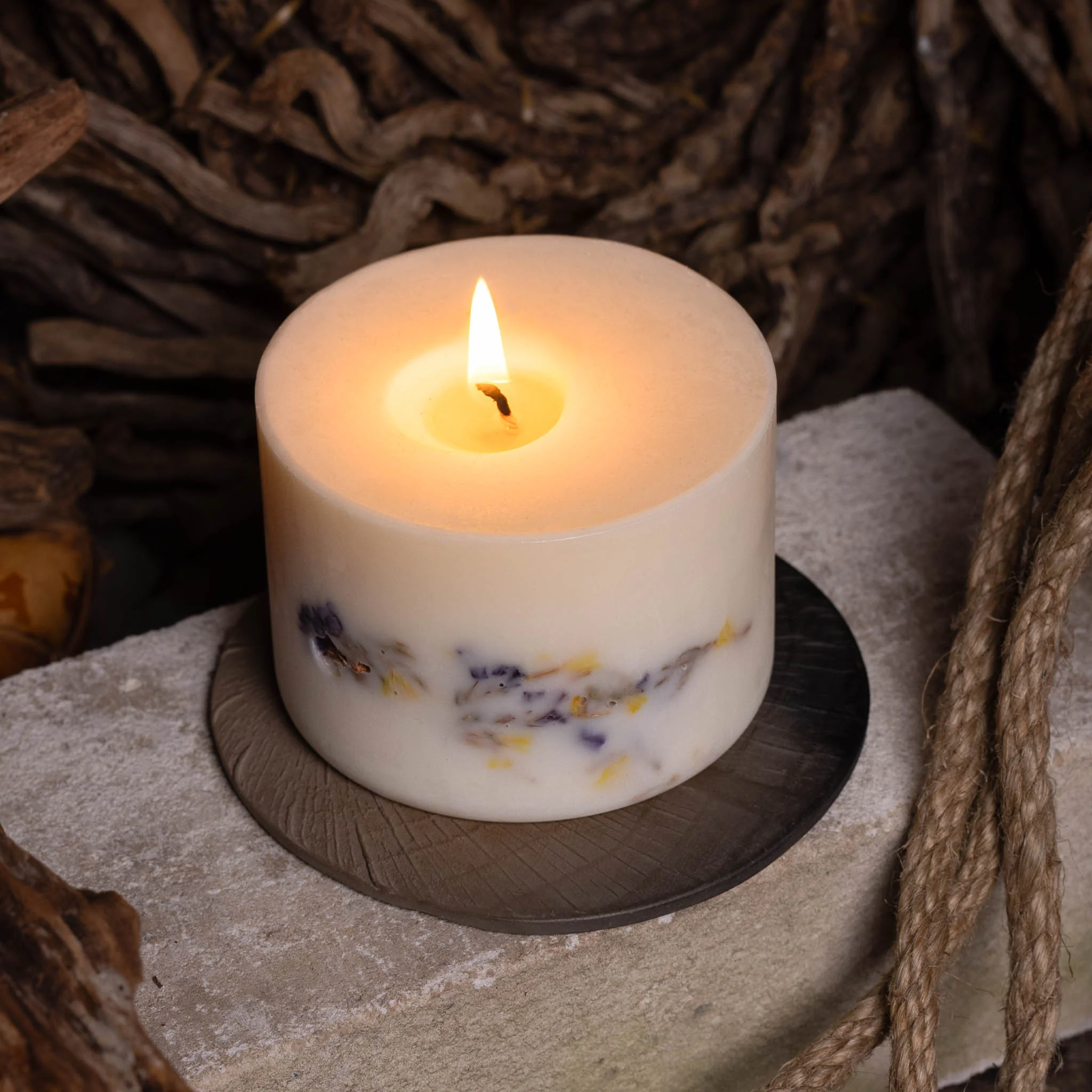 Candle Holder, Smoked Pottery - Image 2
