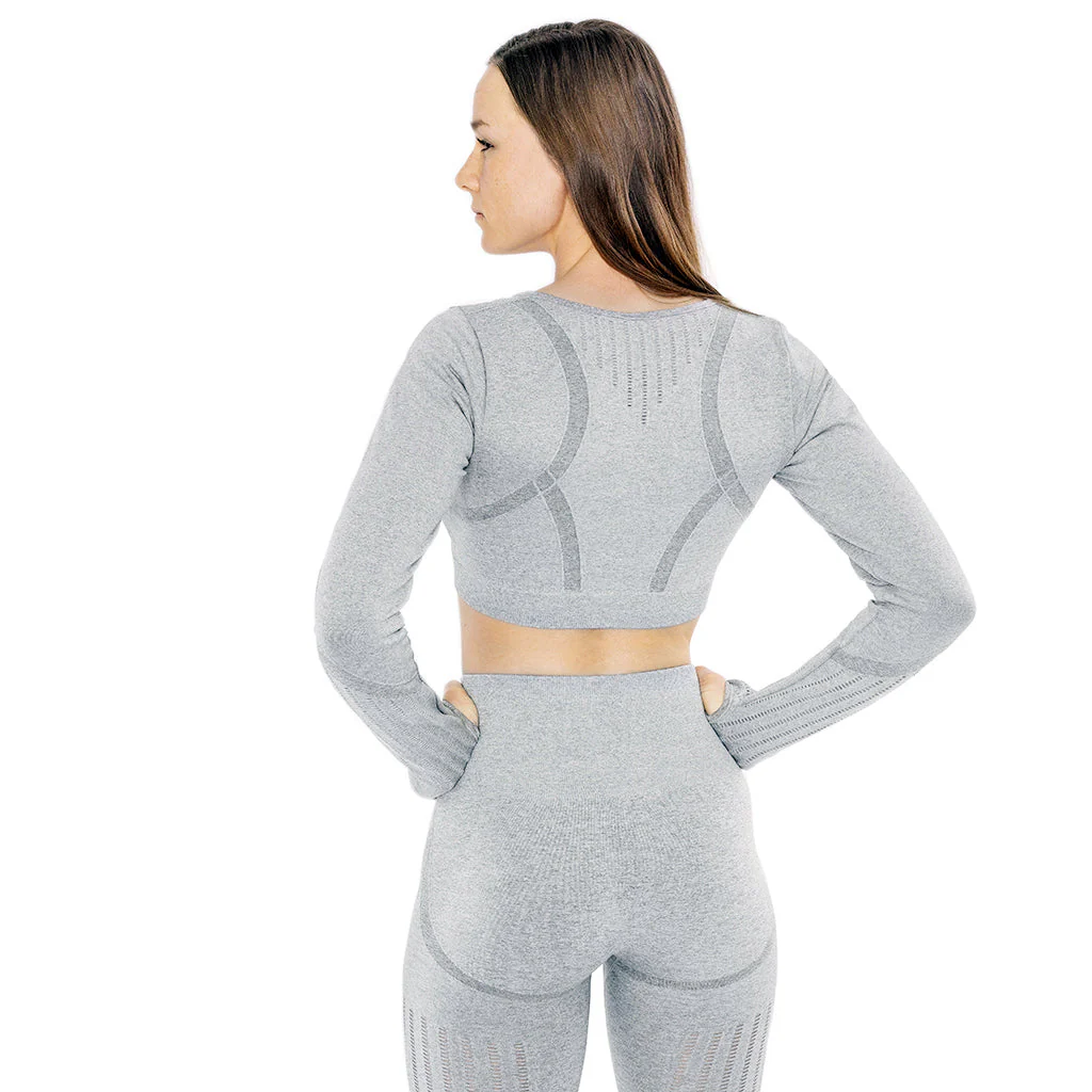 Crop Top, Vented, Grey - Image 2