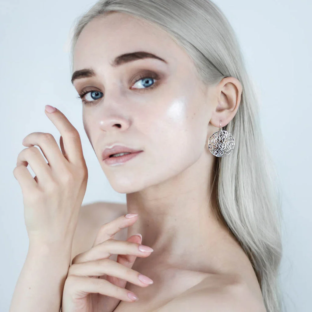 Foliage Earrings, Silver - Image 3