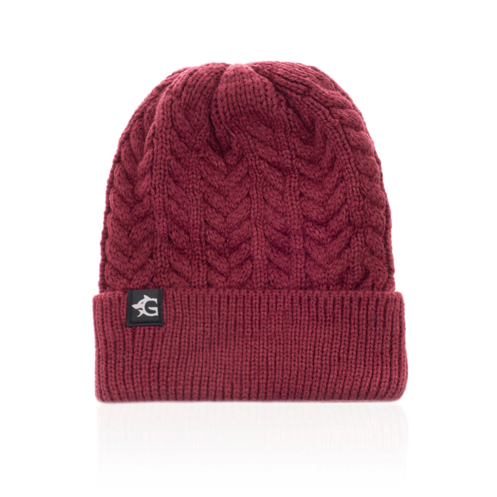 Grimfrost Cable Knit Beanie, Brick - Image 2