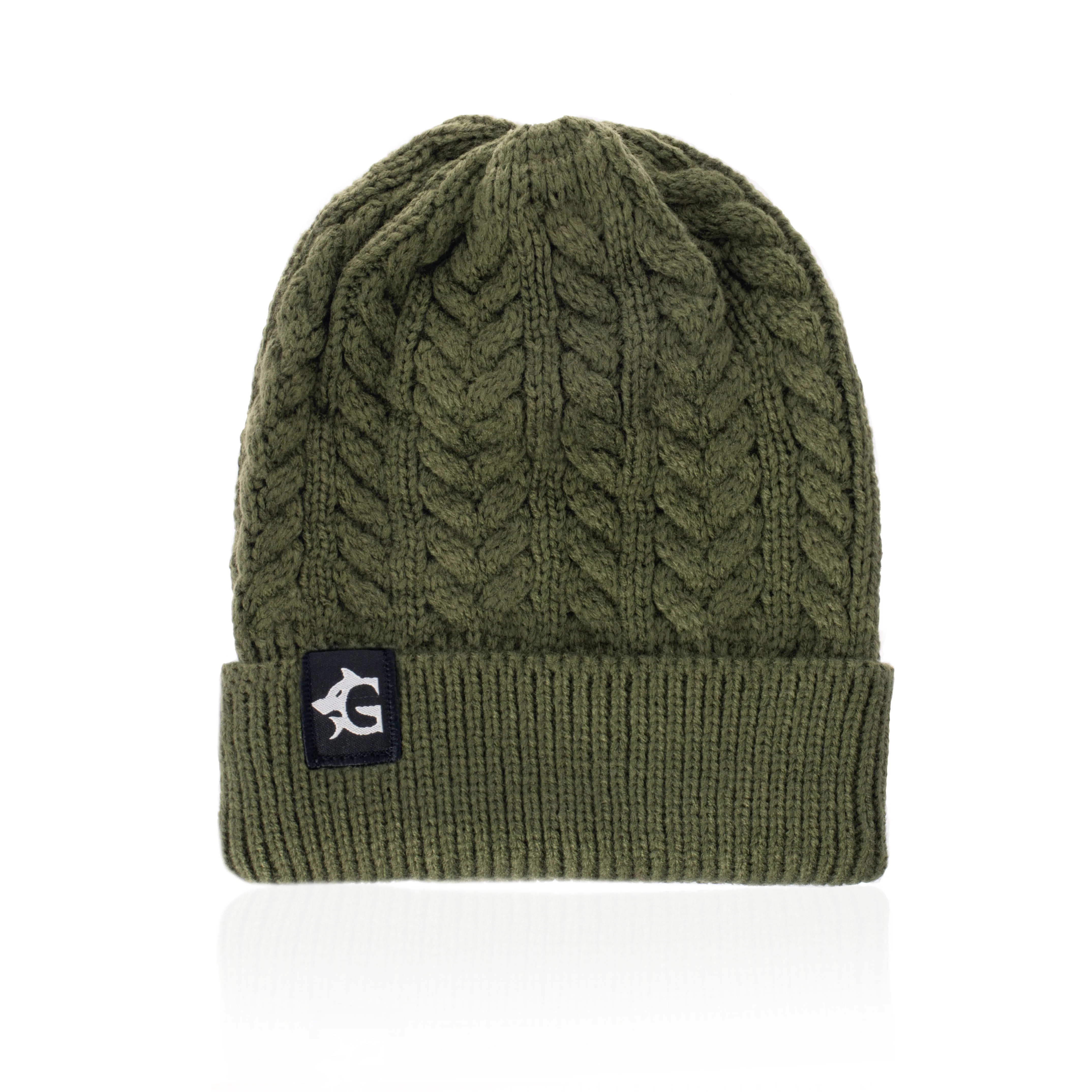 Grimfrost Cable Knit Beanie, Green - Image 2