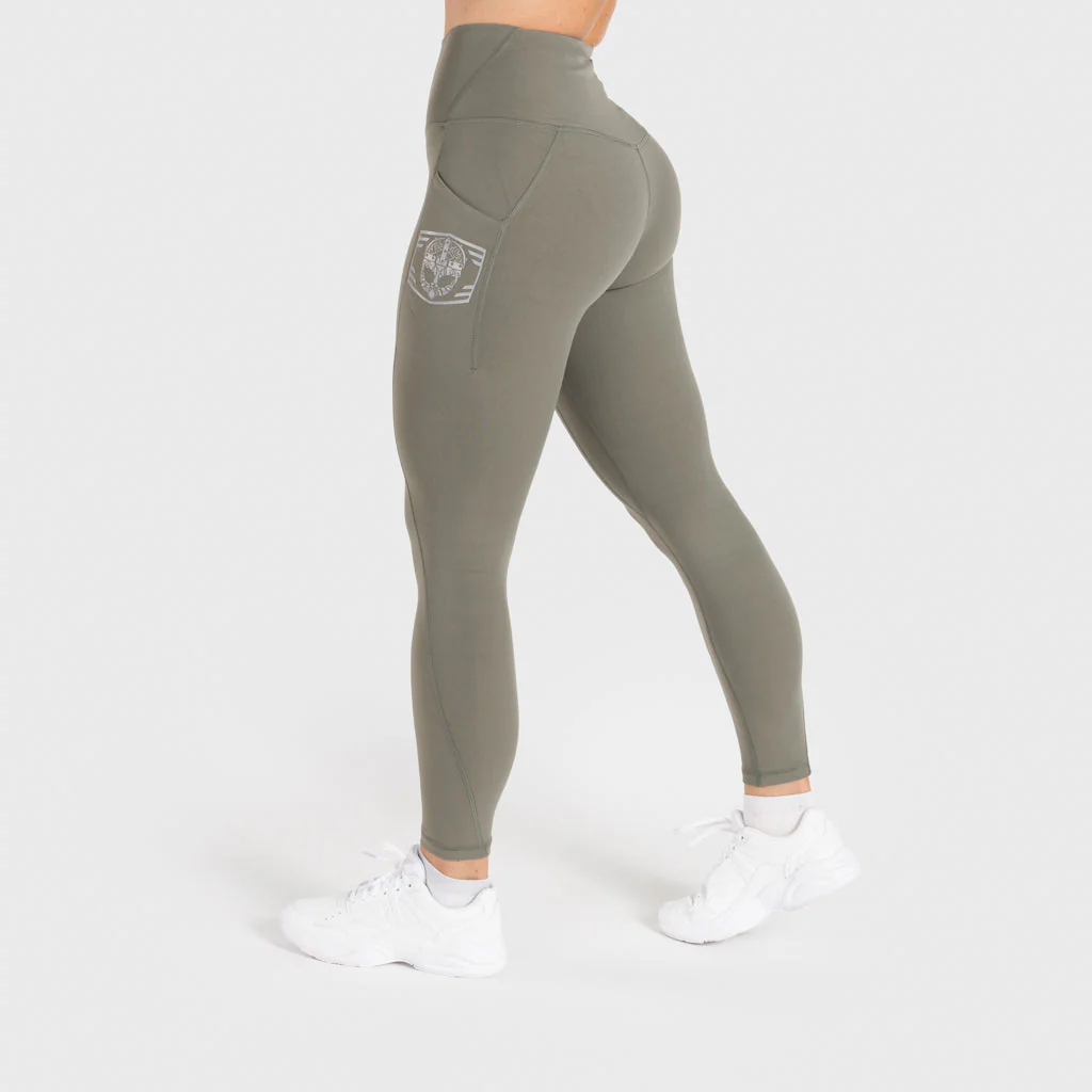 High Waisted Clan Helmet Leggings, Tea Green