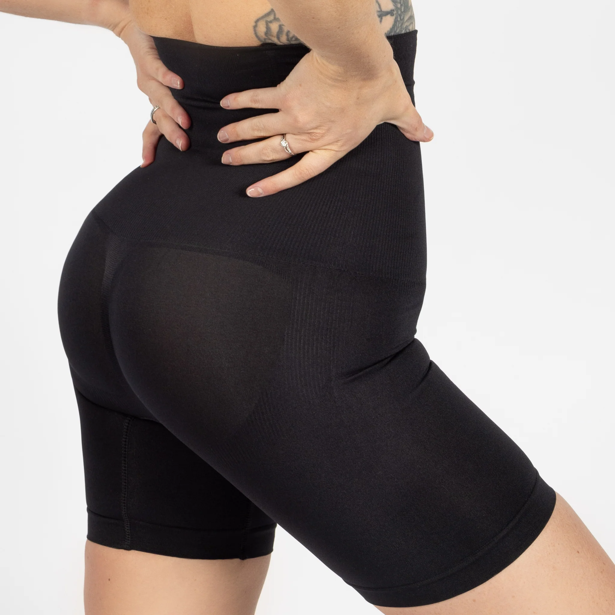 High-Waisted Mid Thigh Short, Black - Image 3