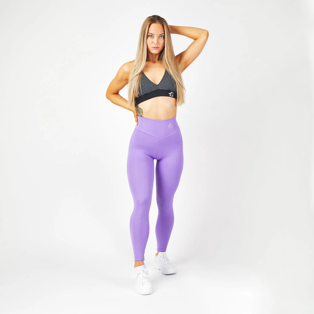 Honeycomb Scrunch Leggings, Purple - Image 2