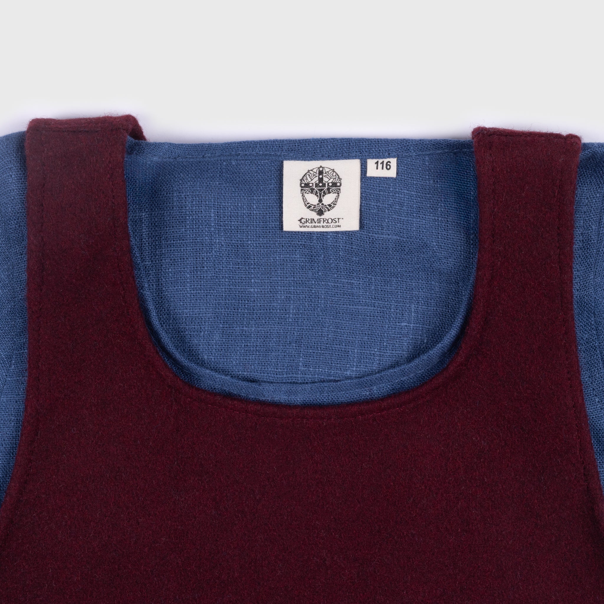 Kids Apron Dress, Blue / Burgundy Apron - Image 4