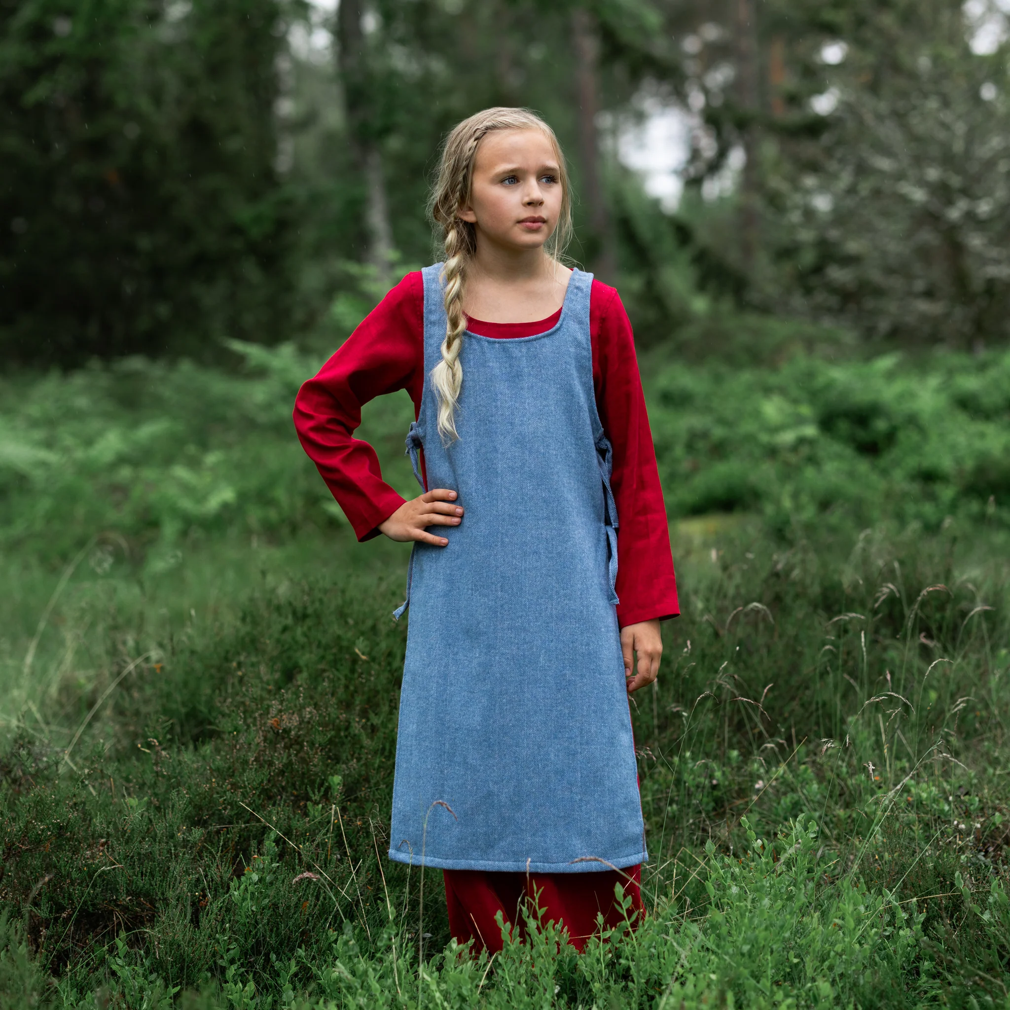 Kids Apron Dress, Red / Blue Apron