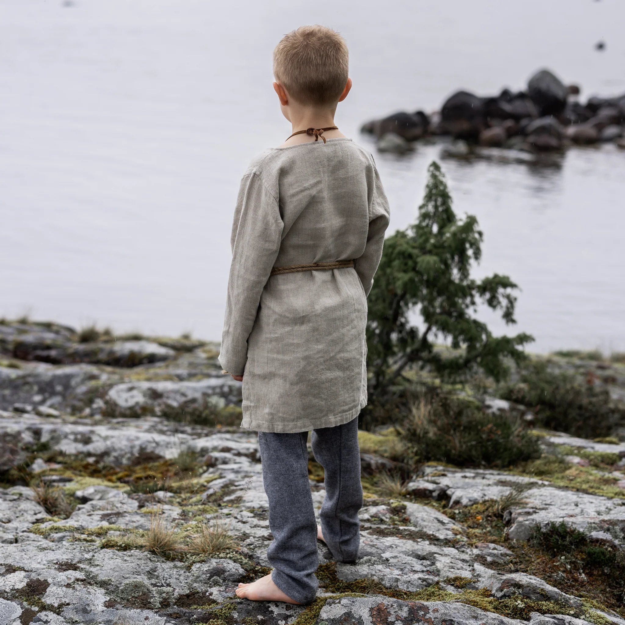 Kids Linen Tunic, Natural - Image 2