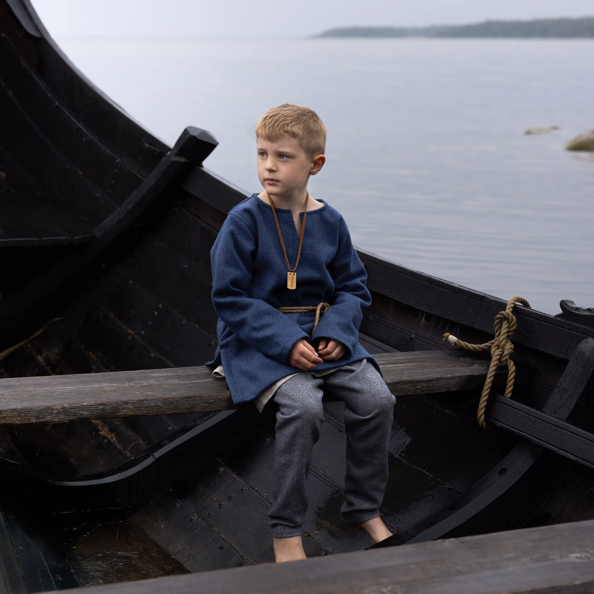 Kids Wool Tunic, Dark Blue - Image 2