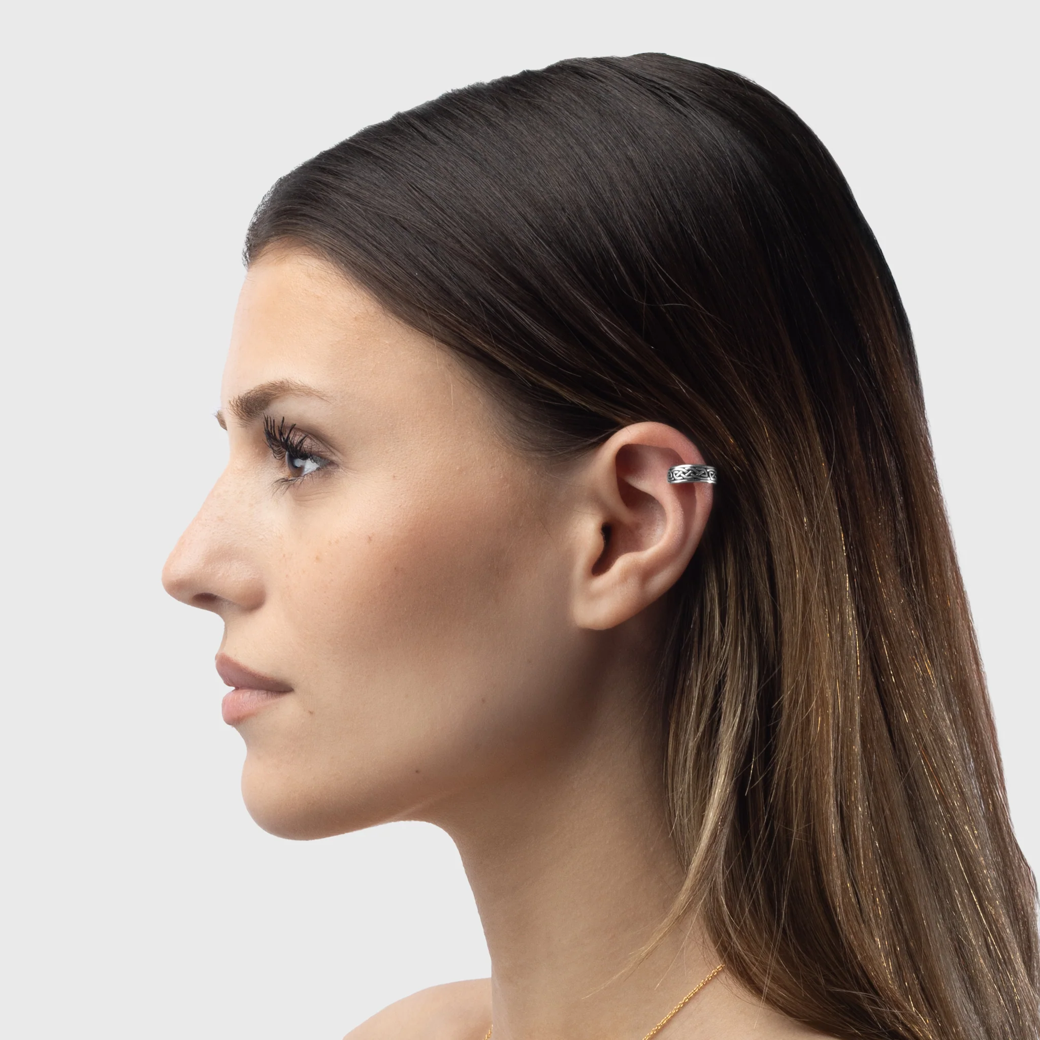 Knot Pattern Cuff Earring, Sterling Silver - Image 2