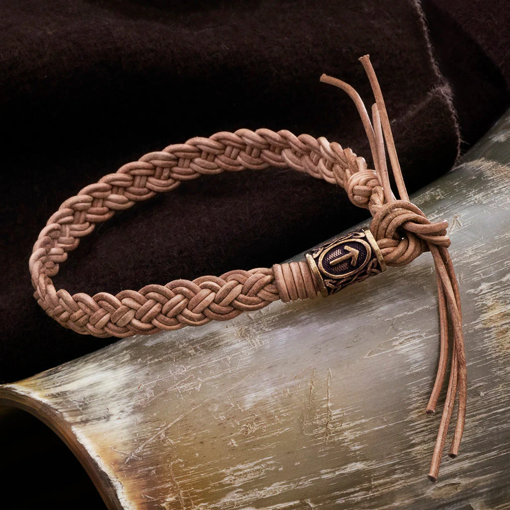 Leather Bracelet, Bronze Tyr