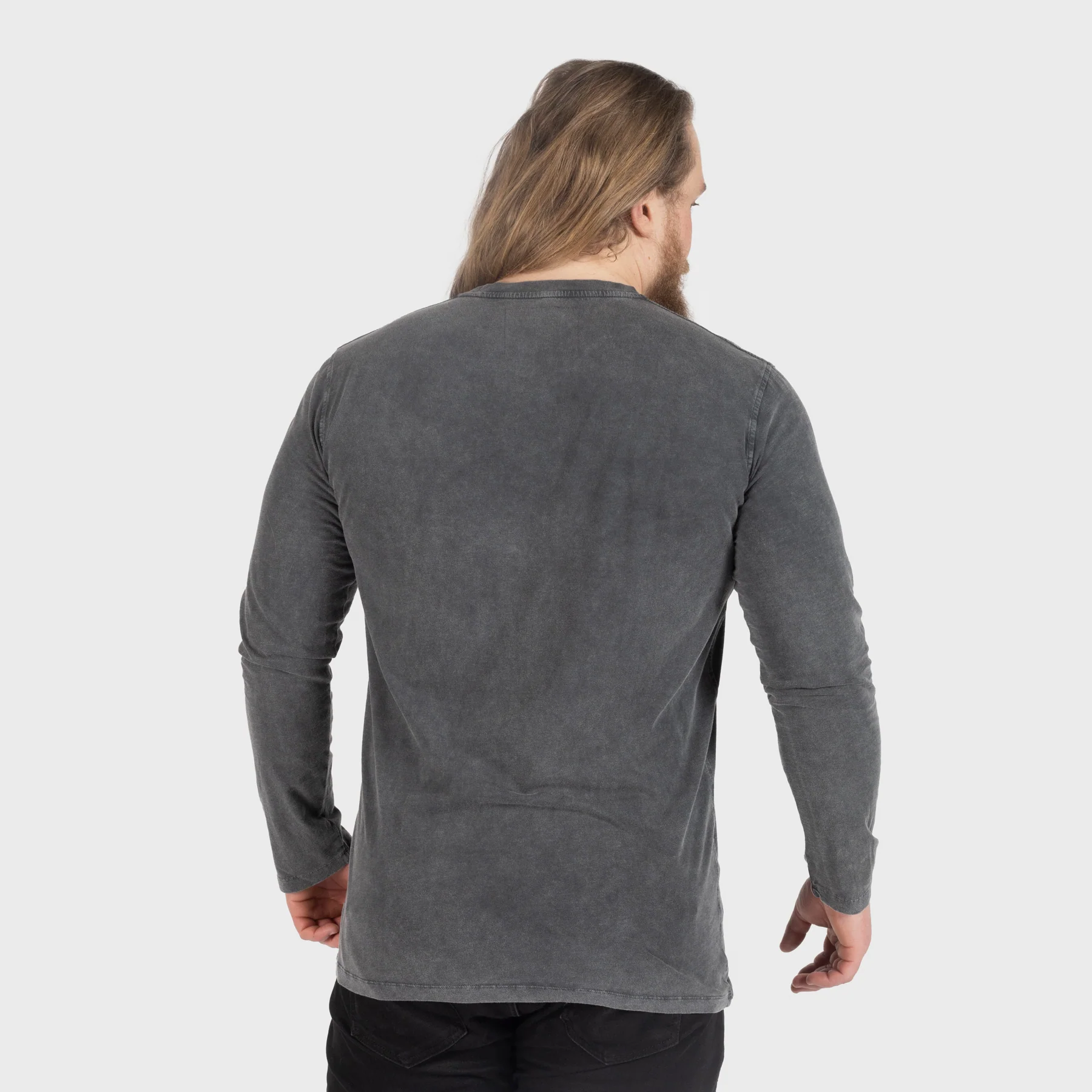 Longsleeve, Odin Mask, Washed Grey - Image 2