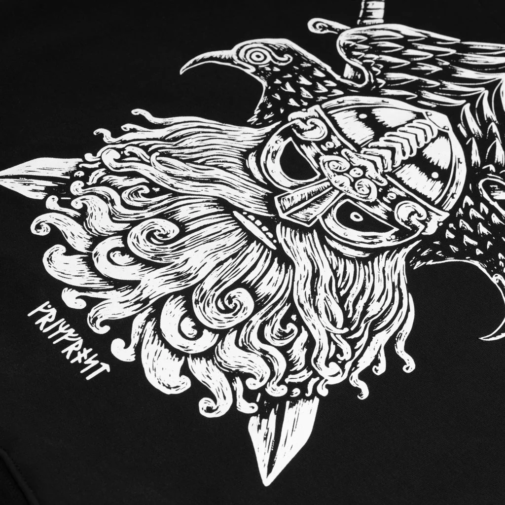 Premium Hoodie, Odin & Ravens, Black - Image 4