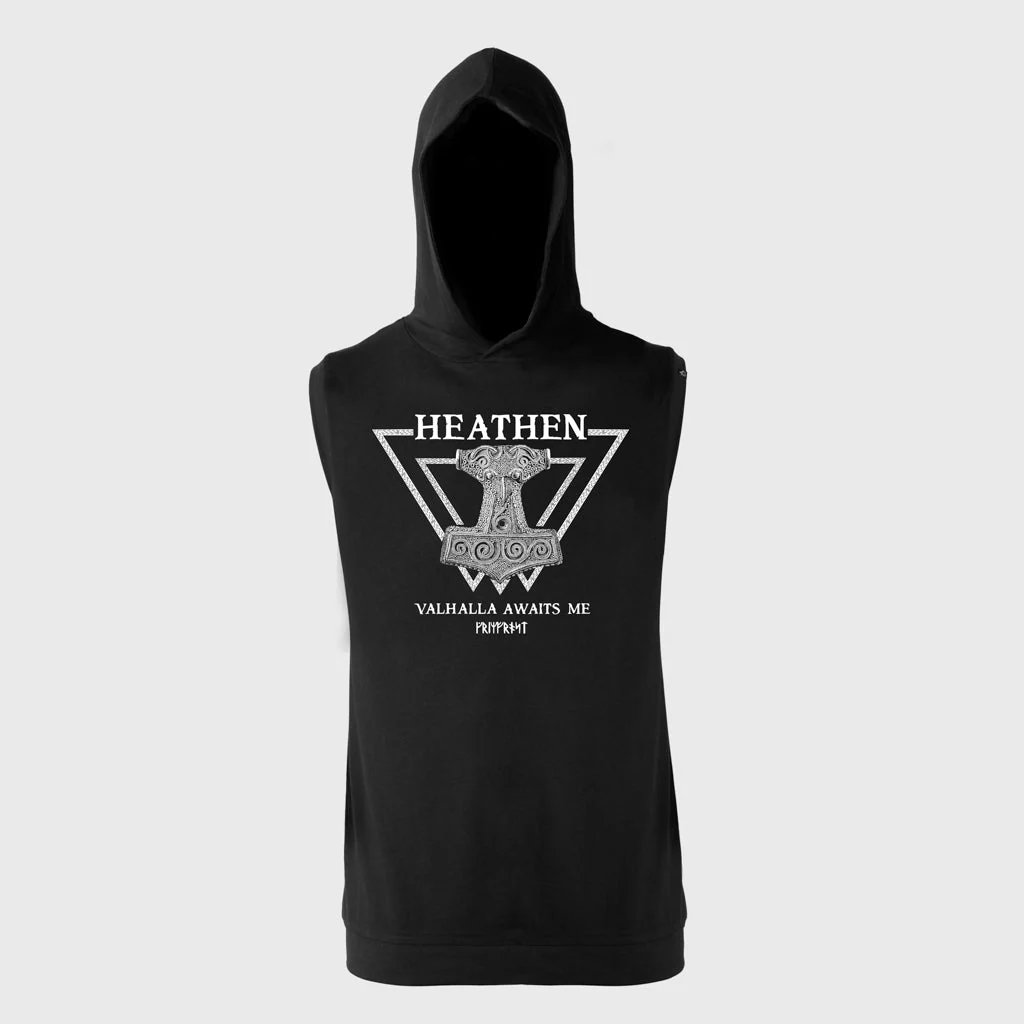 Premium Sleeveless Hoodie, Heathen, Black - Image 4