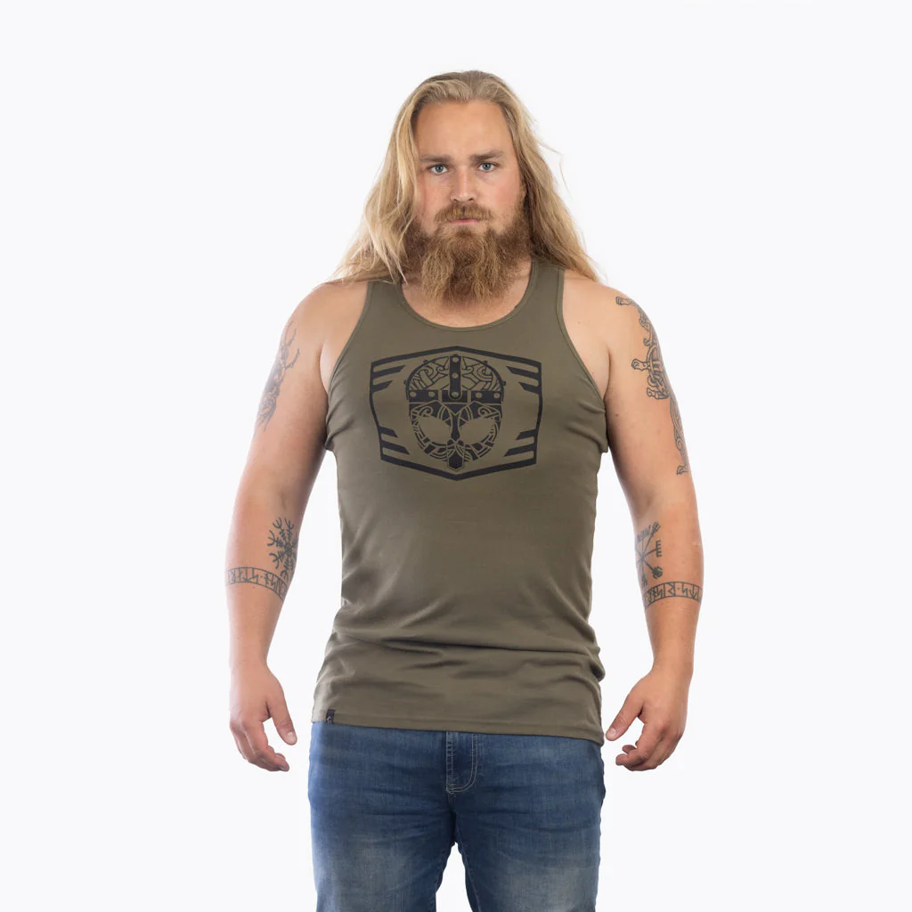 Premium Tank Top, Clan Helmet, Green