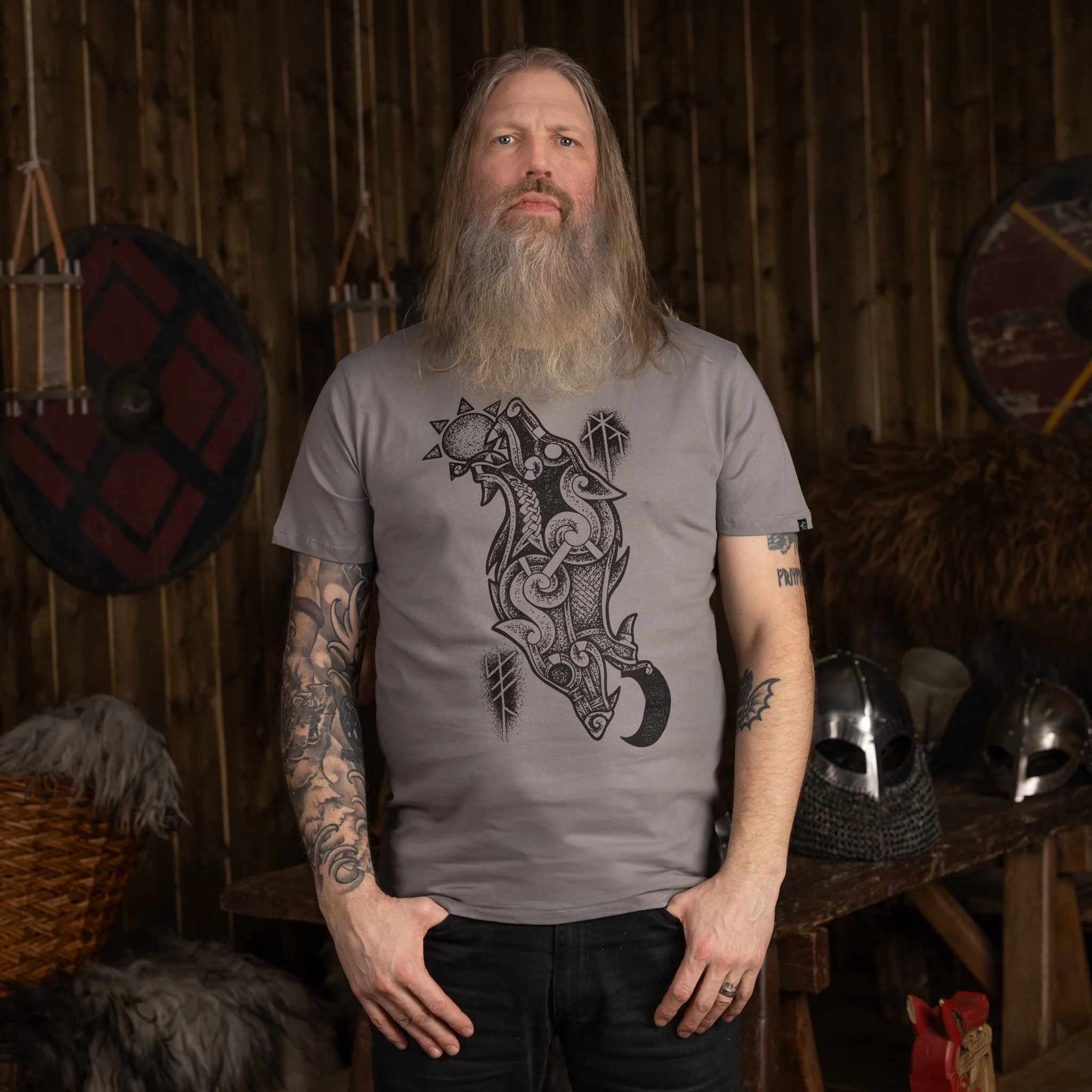 Premium T-shirt, Hati & Skoll, Grey