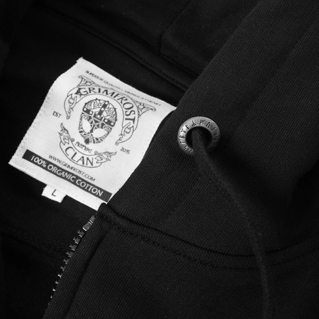 Premium Zip Hoodie, Clan Helmet, Black - Image 4