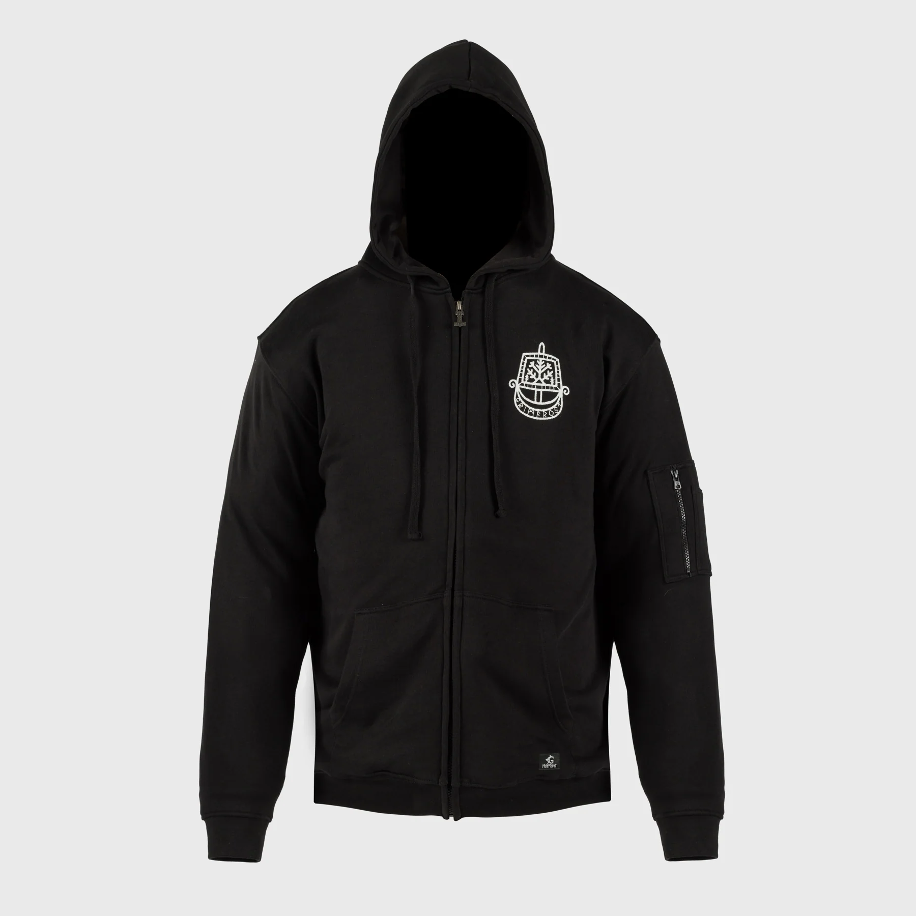 Premium Zip Hoodie, Runic Ship, Black - Image 3