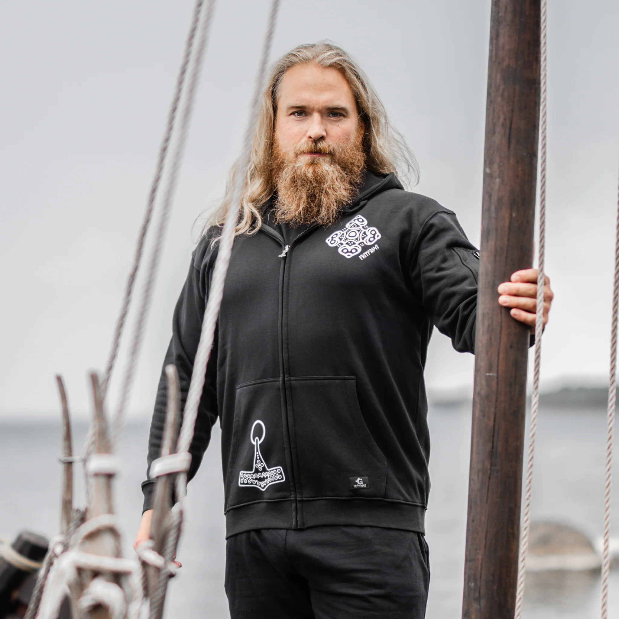 Premium Zip Hoodie, Volund, Black - Image 2