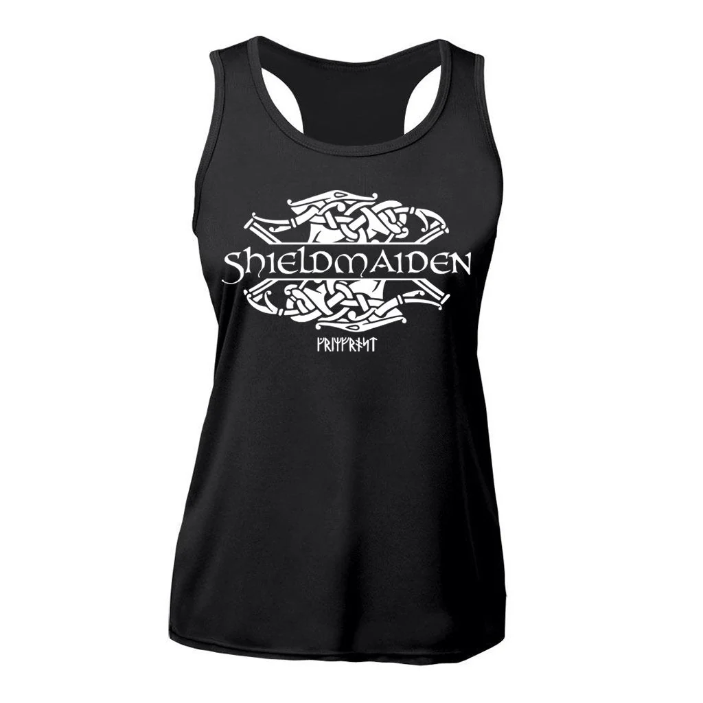 Gym Racerback Vest, Shieldmaiden, Black - Image 3