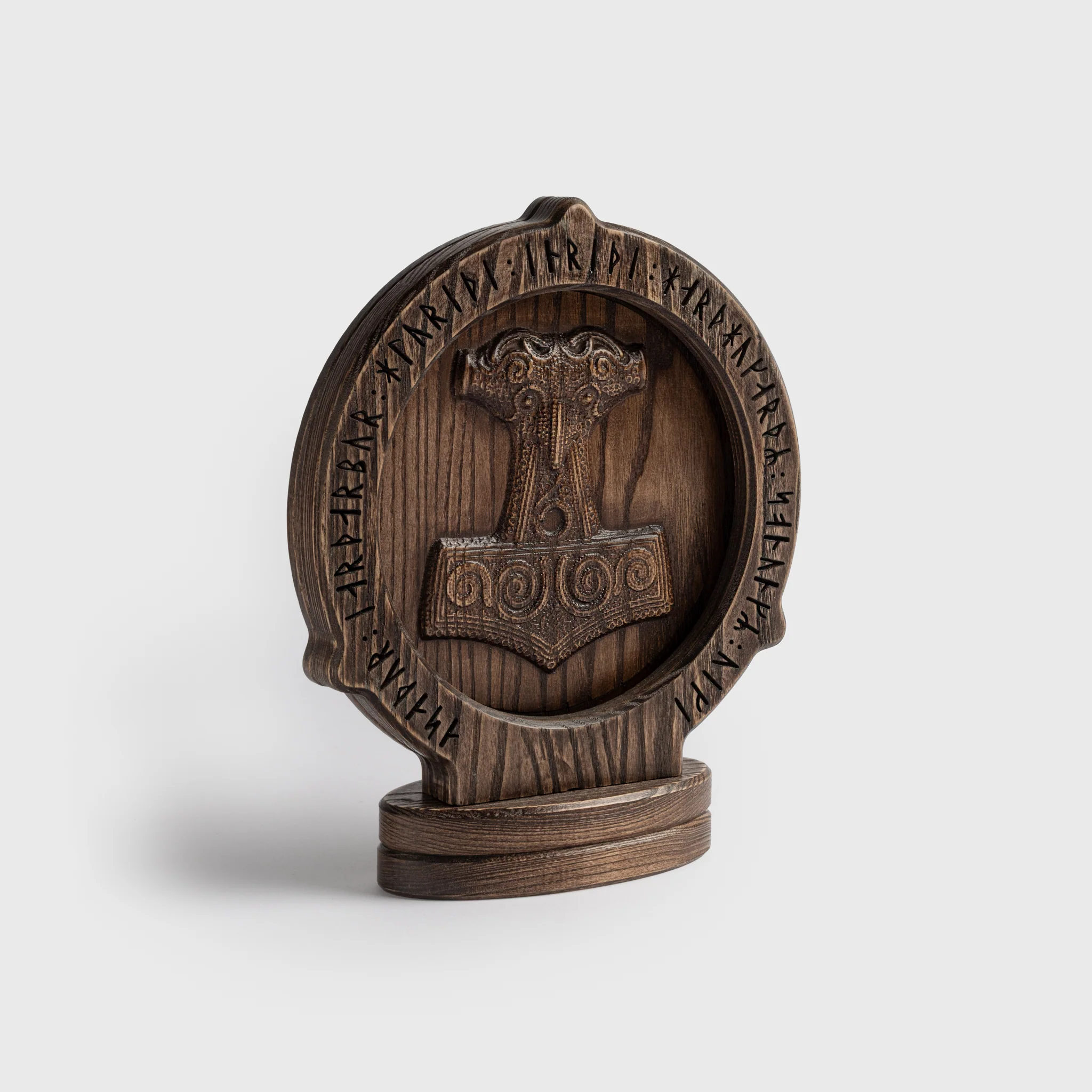 Runic Mjolnir Lamp, Oak - Image 2