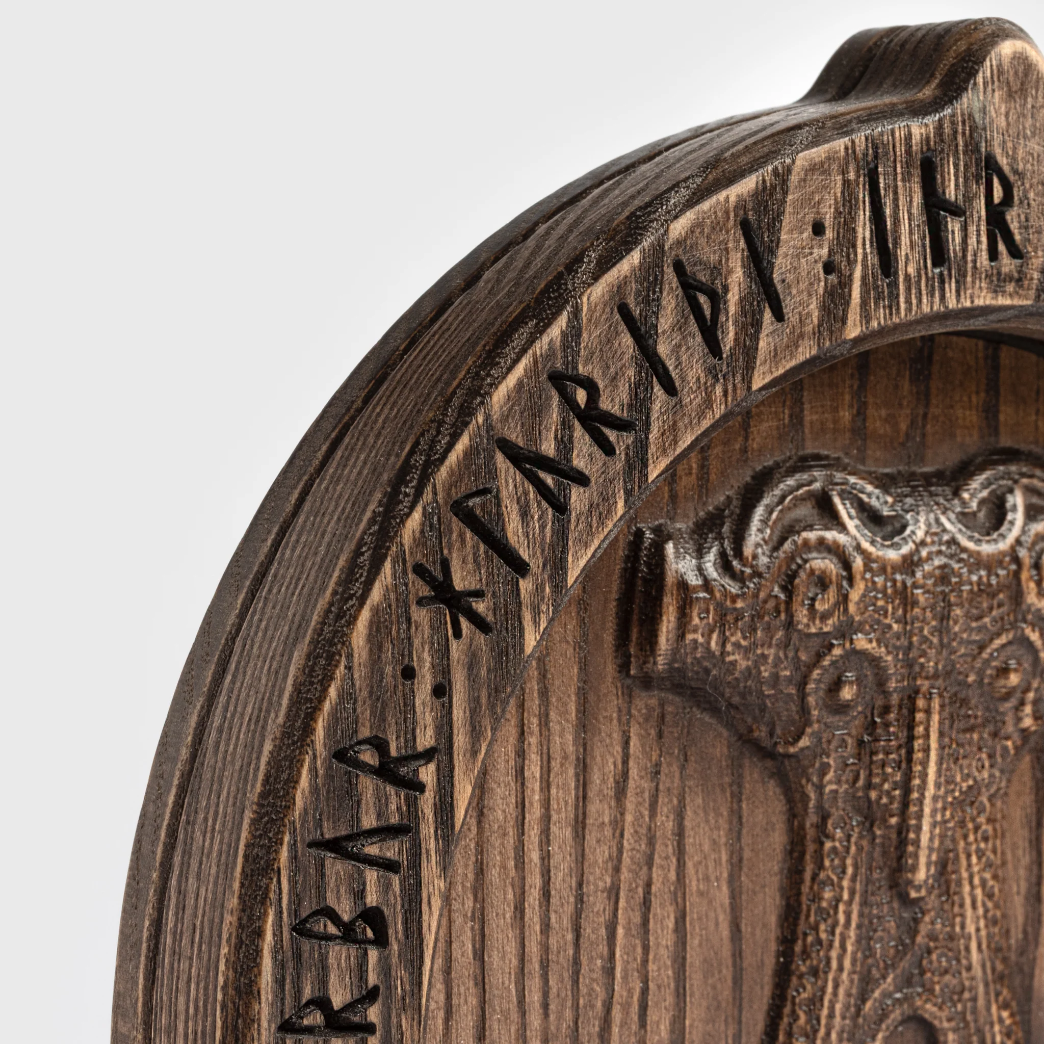 Runic Mjolnir Lamp, Oak - Image 4