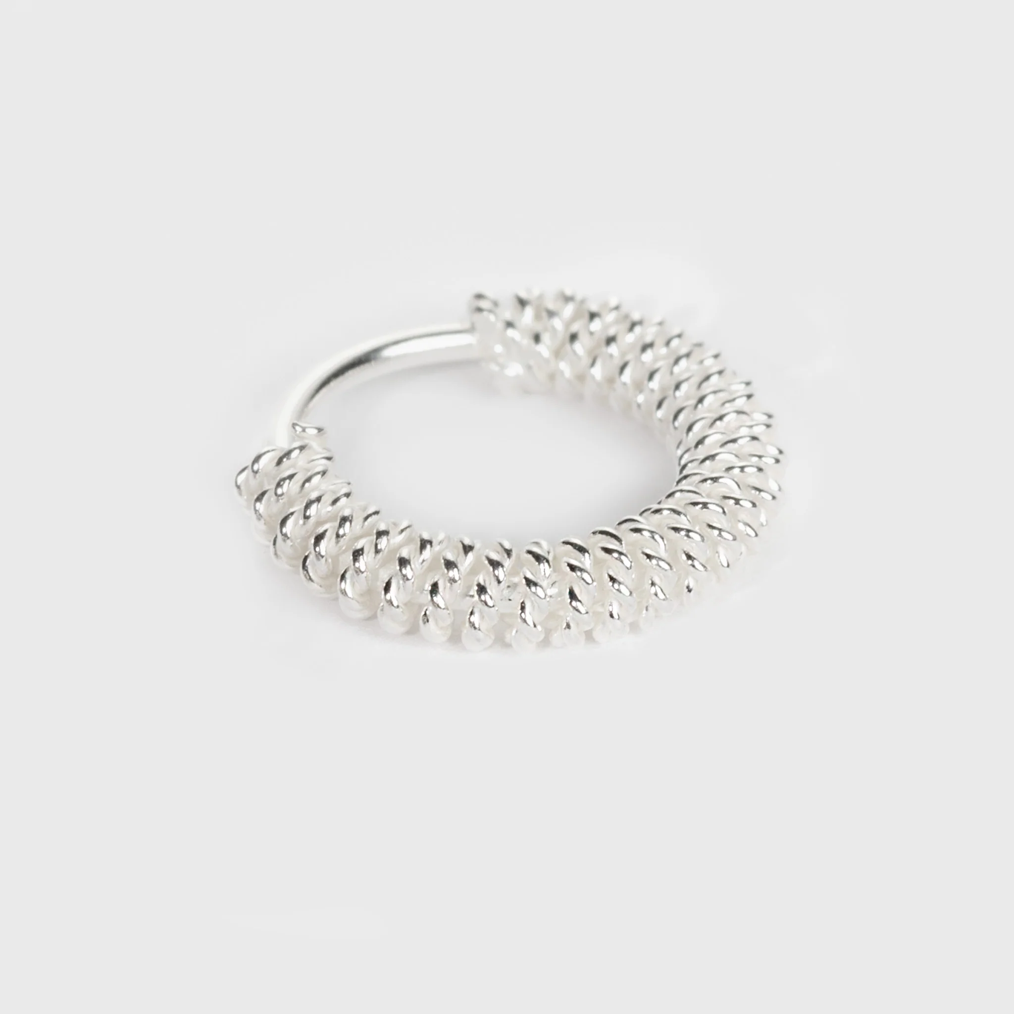 Silver Nose Ring, Cabel-knit Design