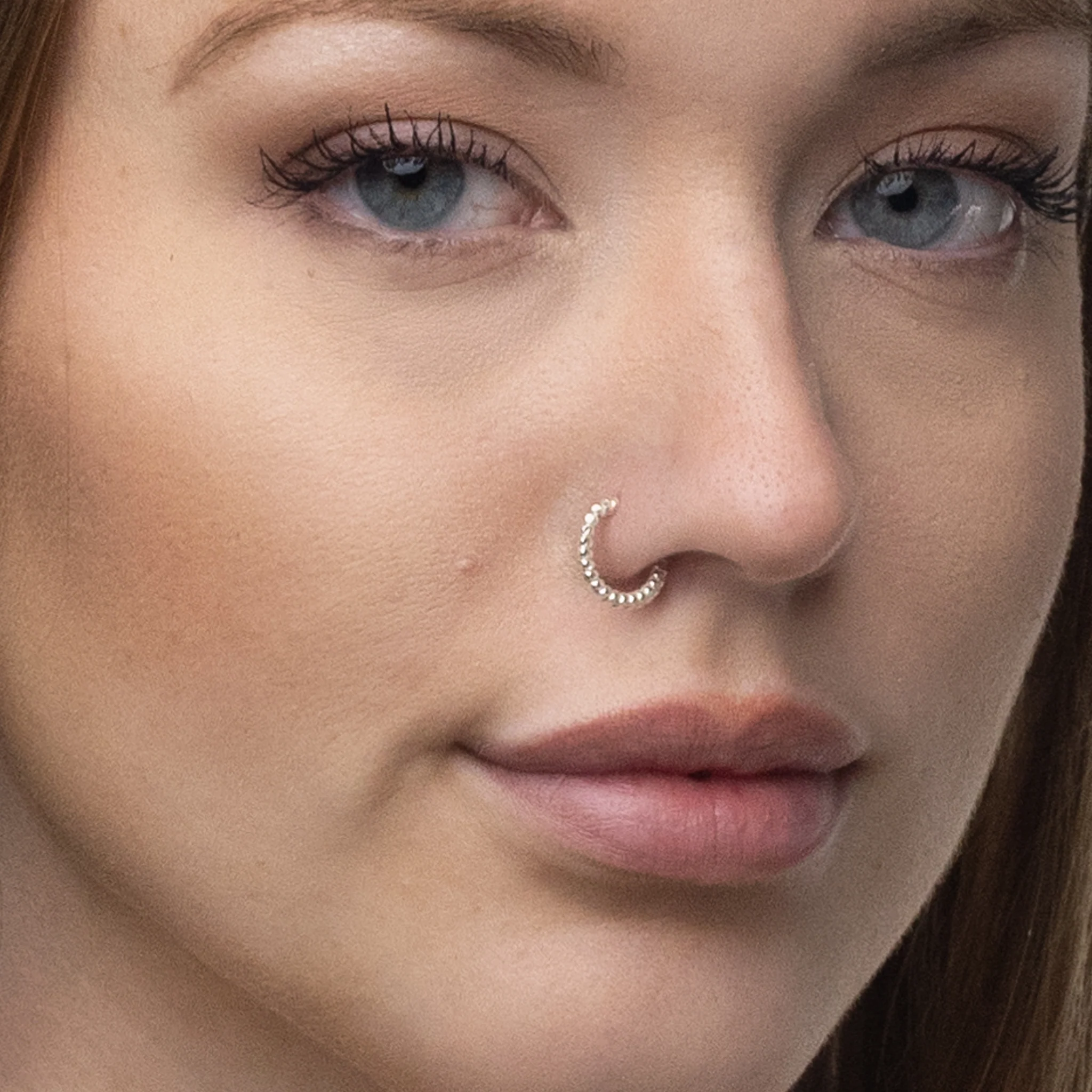 Silver Nose Ring, Segmented Design - Image 2
