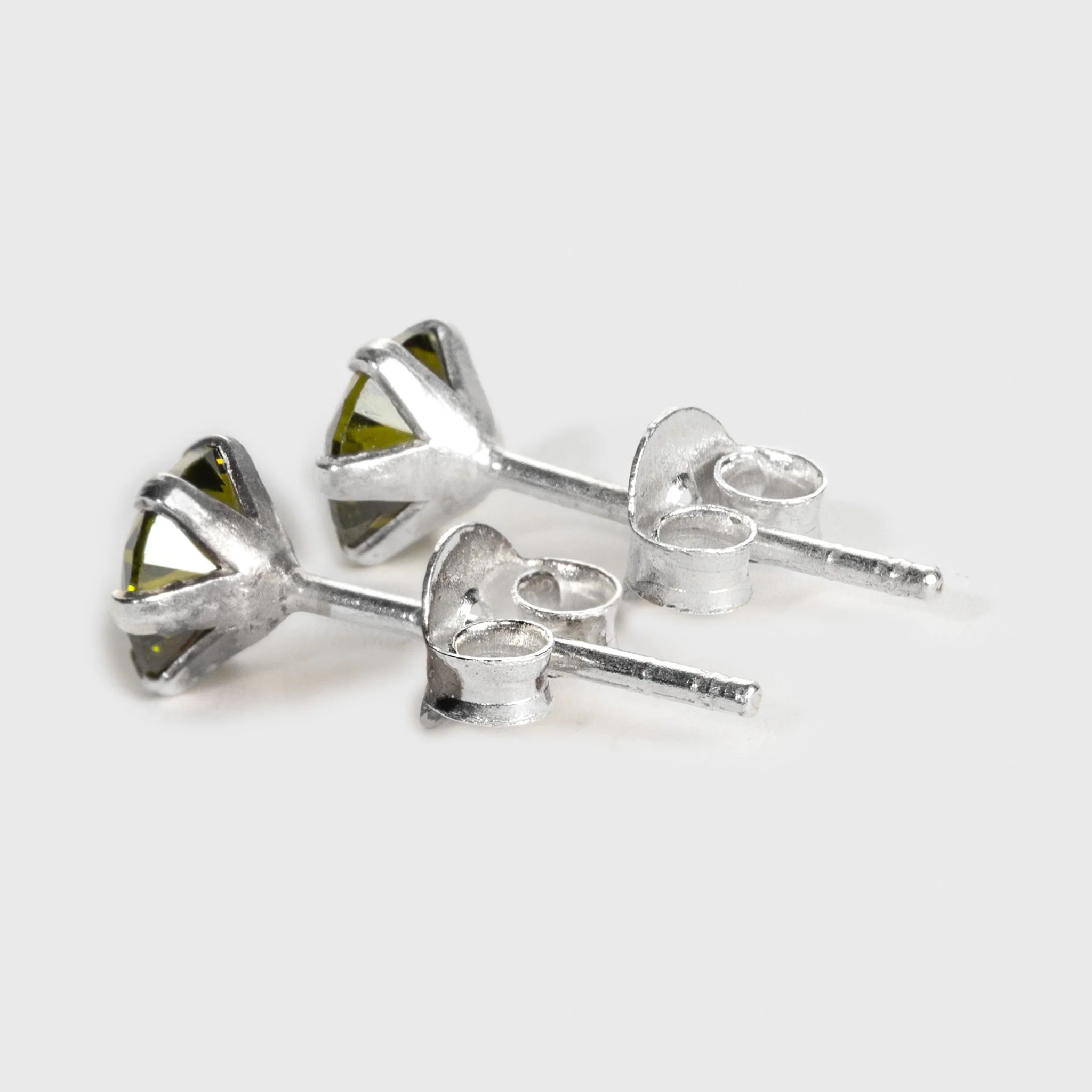 Green Zircon Silver Stud Earrings - Image 7
