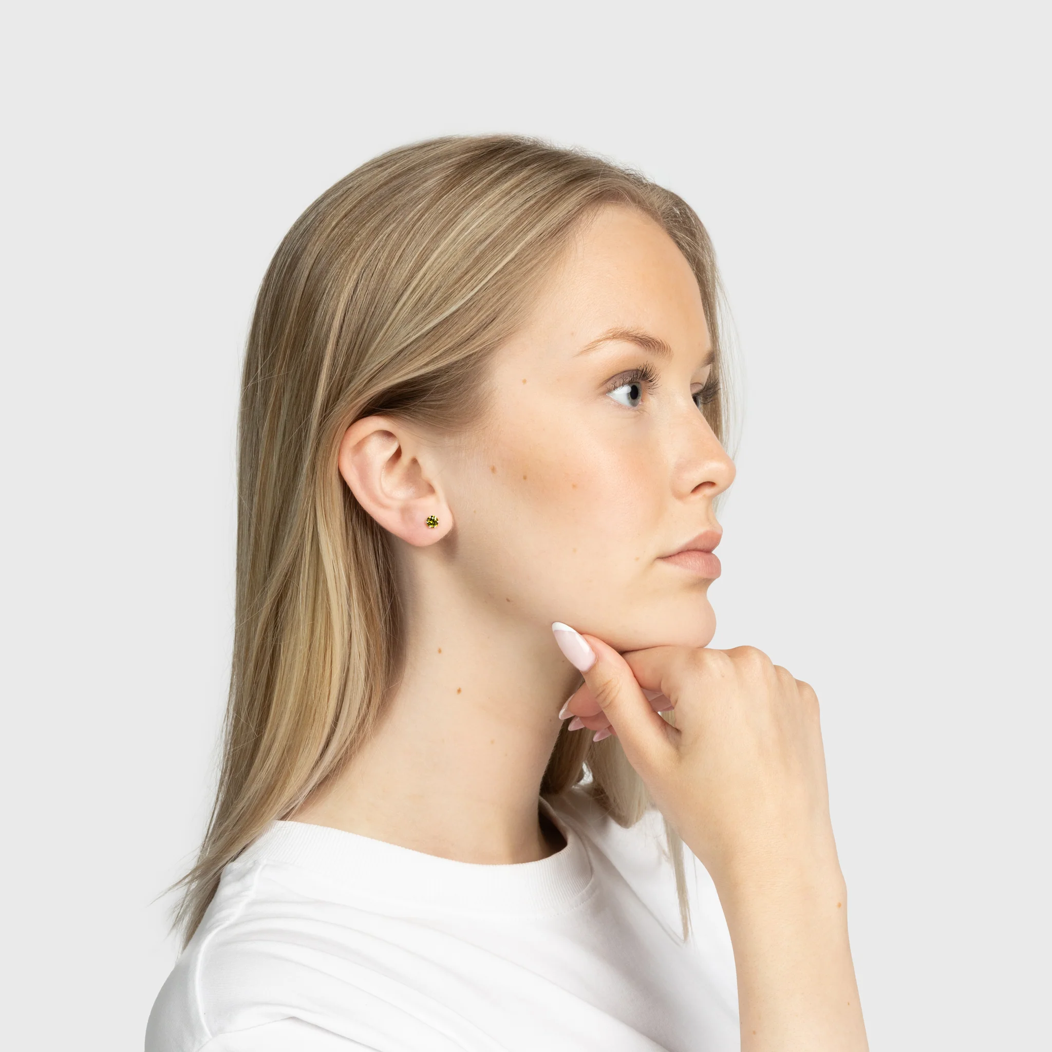 Green Zircon Silver Stud Earrings - Image 8