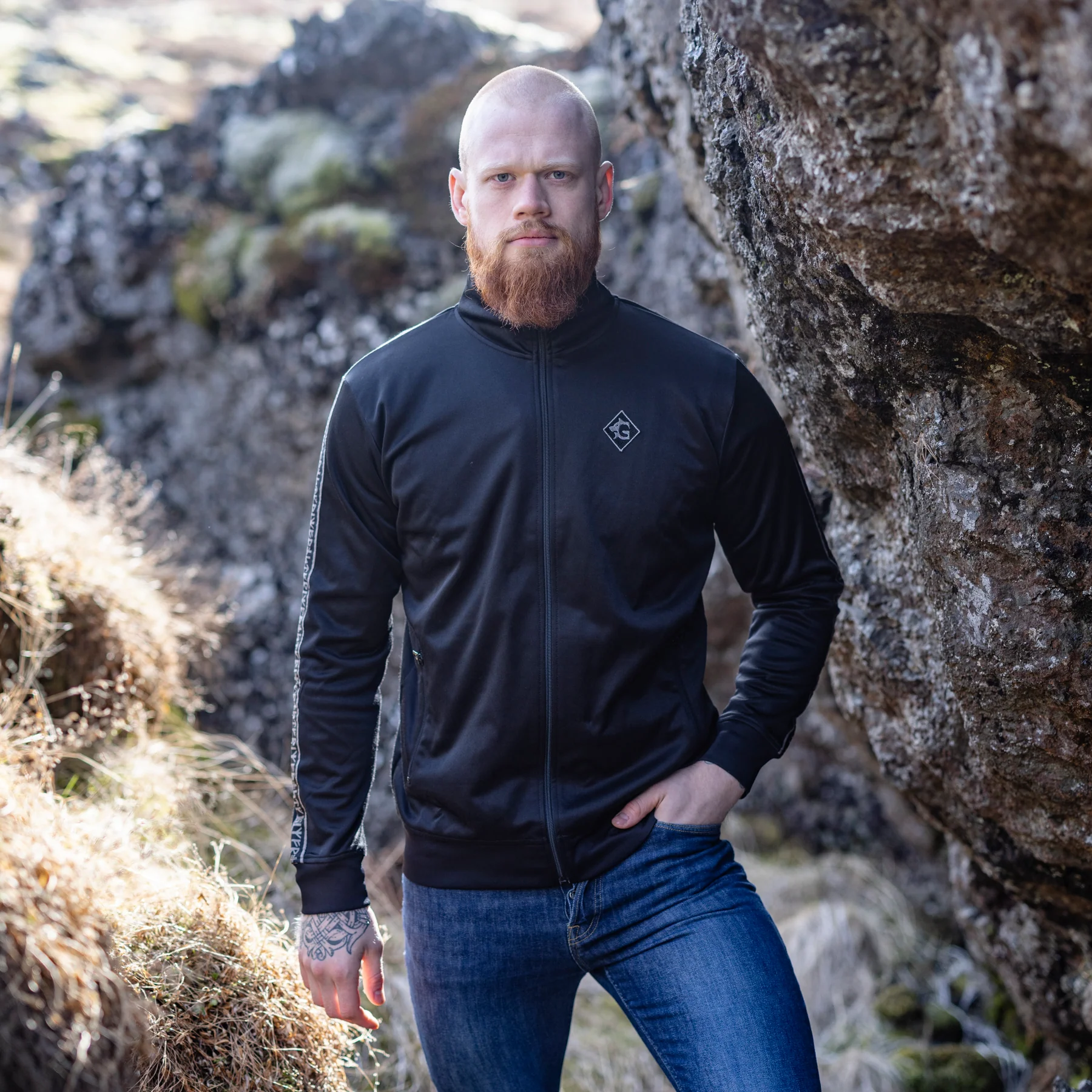 Track Jacket, Runes, Black - Image 2