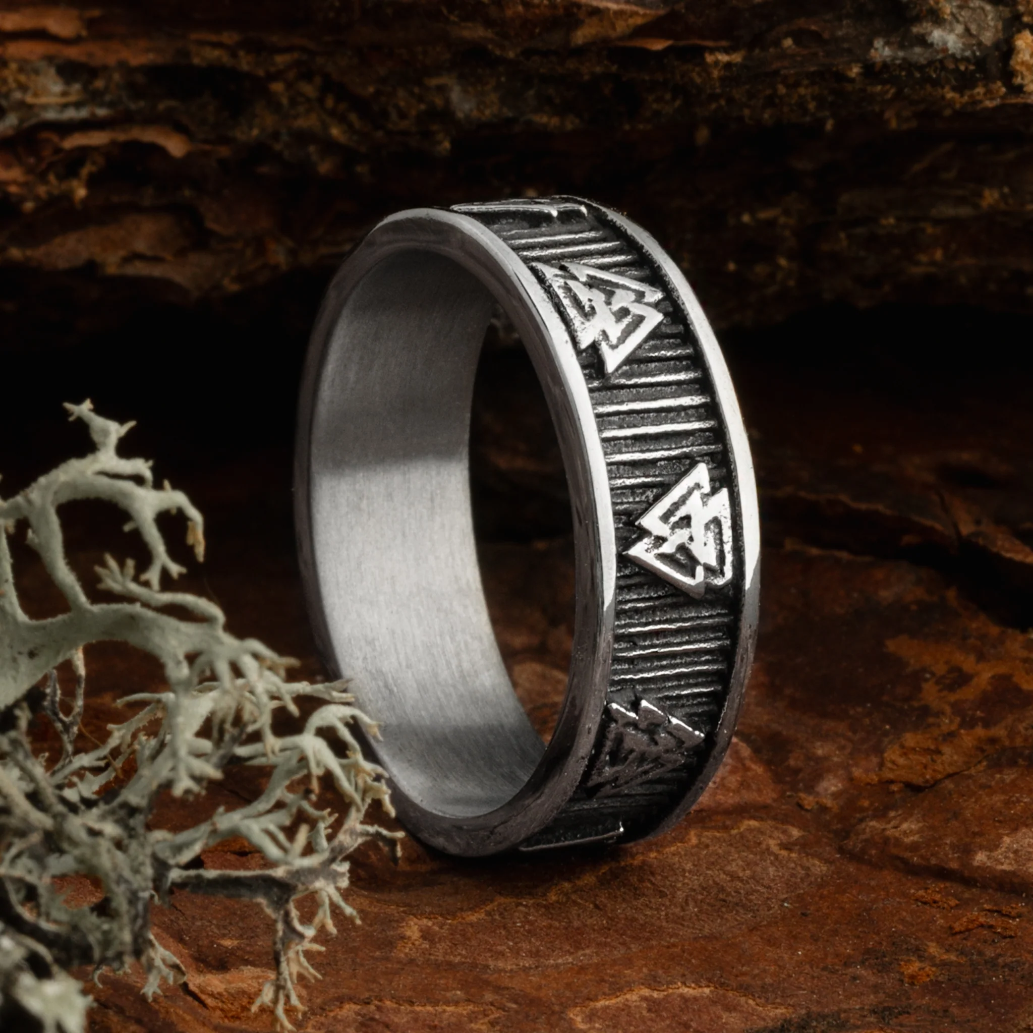 Valknut Band Ring, Stainless Steel