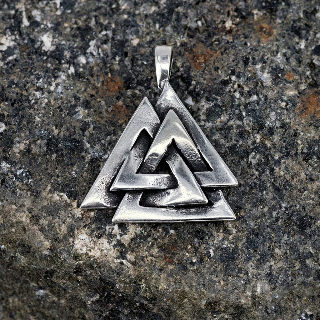 Valknut Pendant, Silver - Image 2