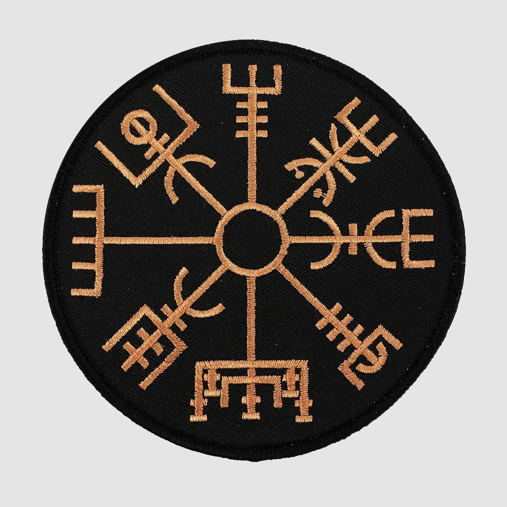 Vegvisir Patch, Embroidered, Black