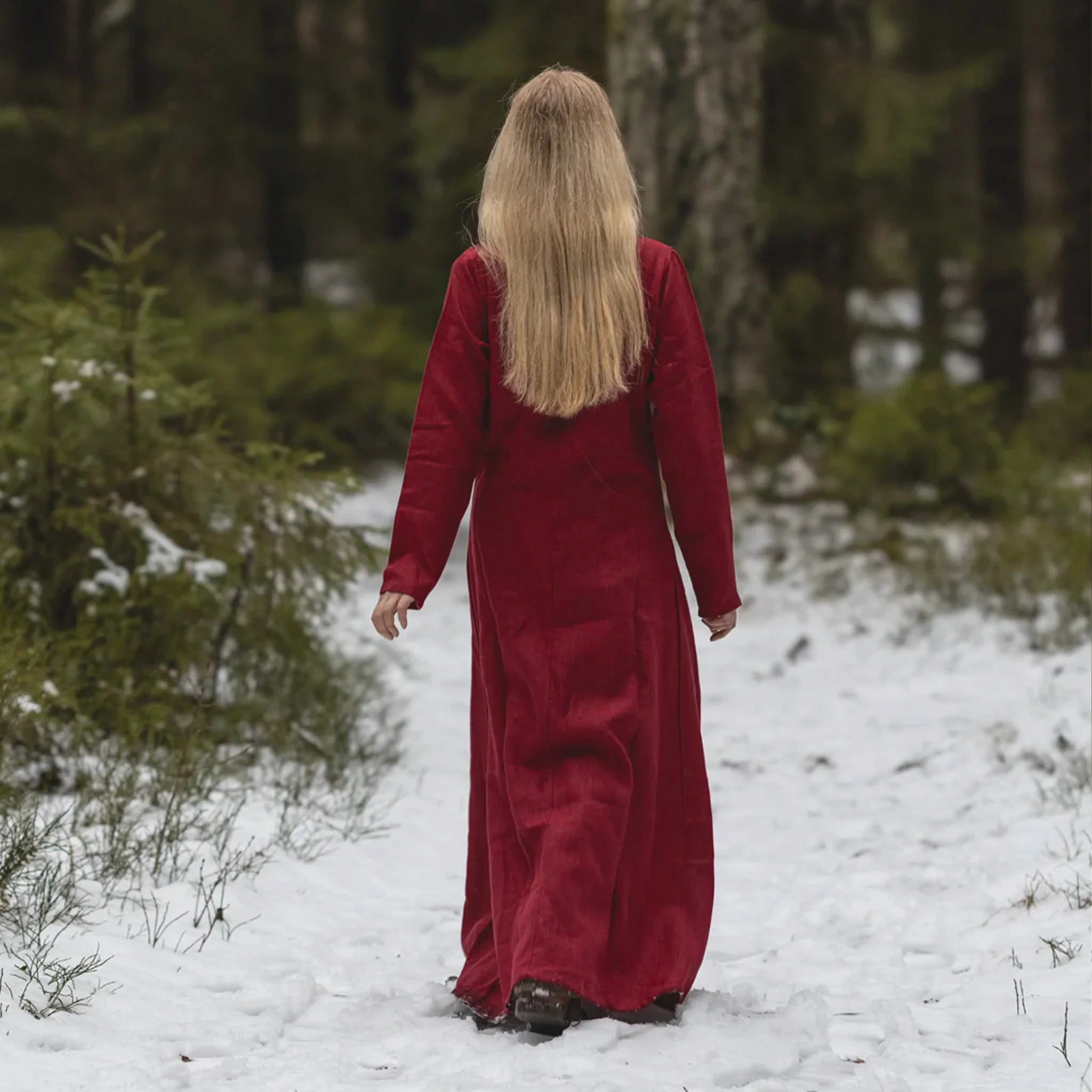 Viking Dress, Linen, Red - Image 2