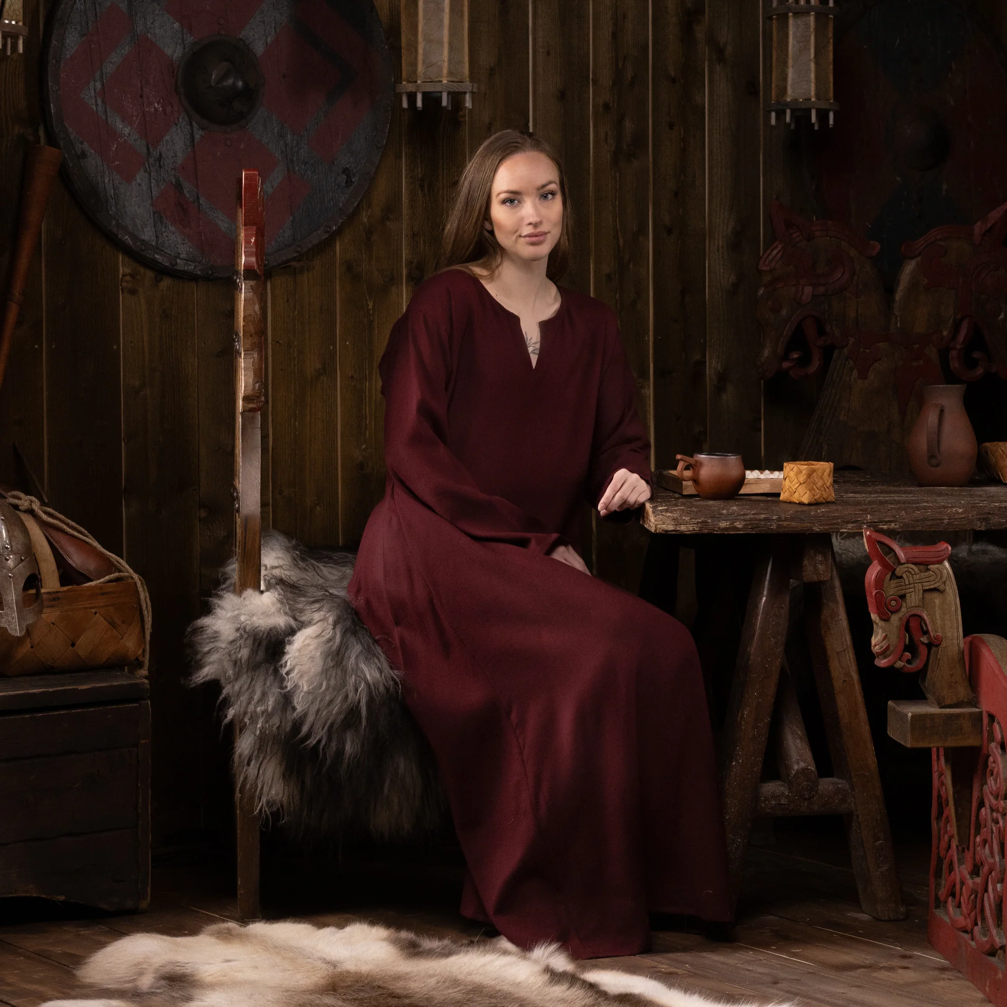 Viking Dress, Wool Twill, Red - Image 7