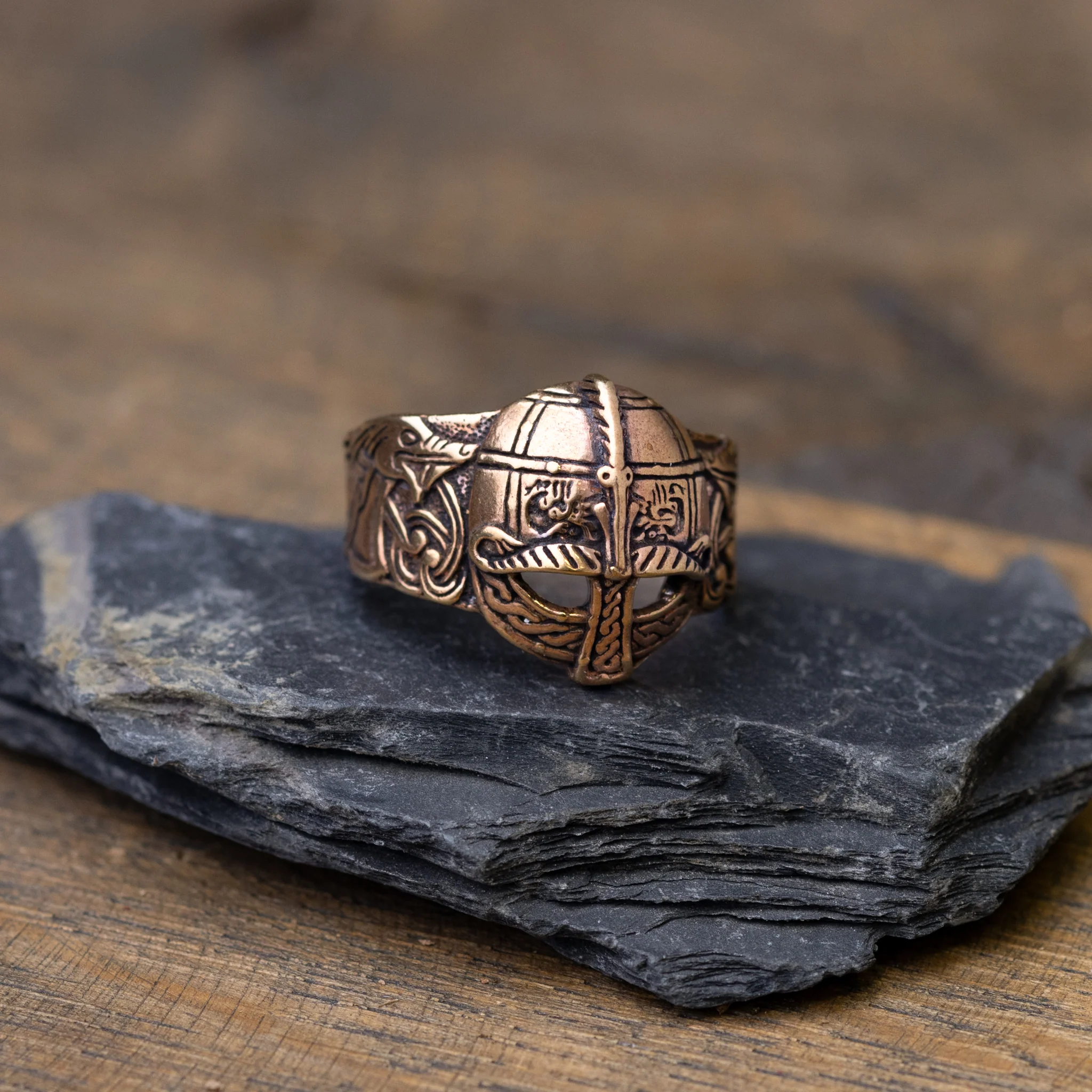 Viking Helmet Ring, Bronze