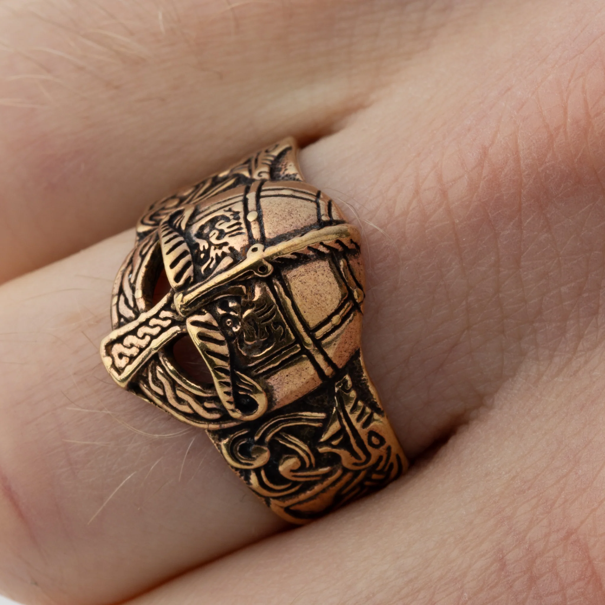Viking Helmet Ring, Bronze - Image 6