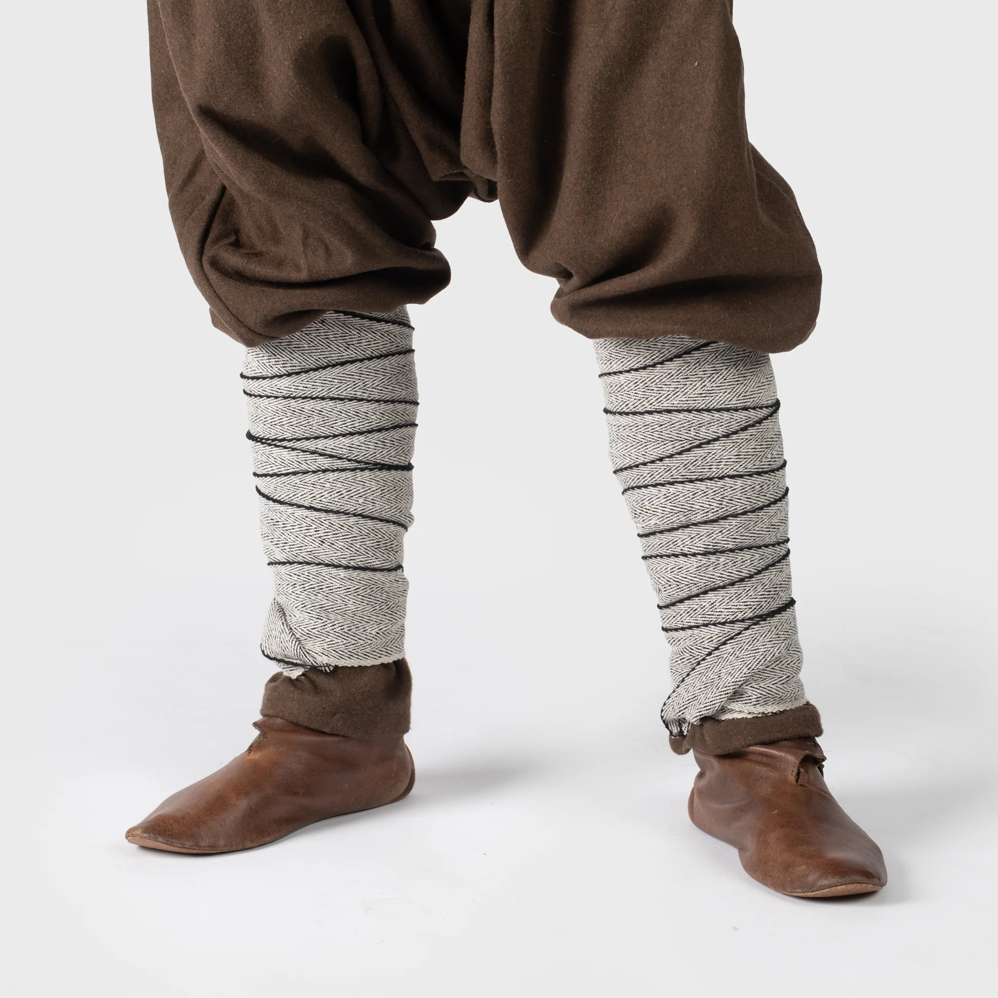 Viking Leg Wraps, Handwoven, Black and White