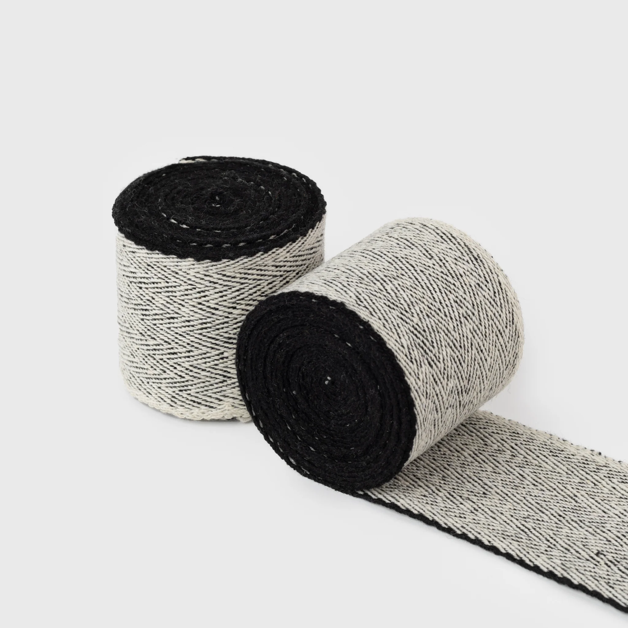 Viking Leg Wraps, Handwoven, Black and White - Image 2