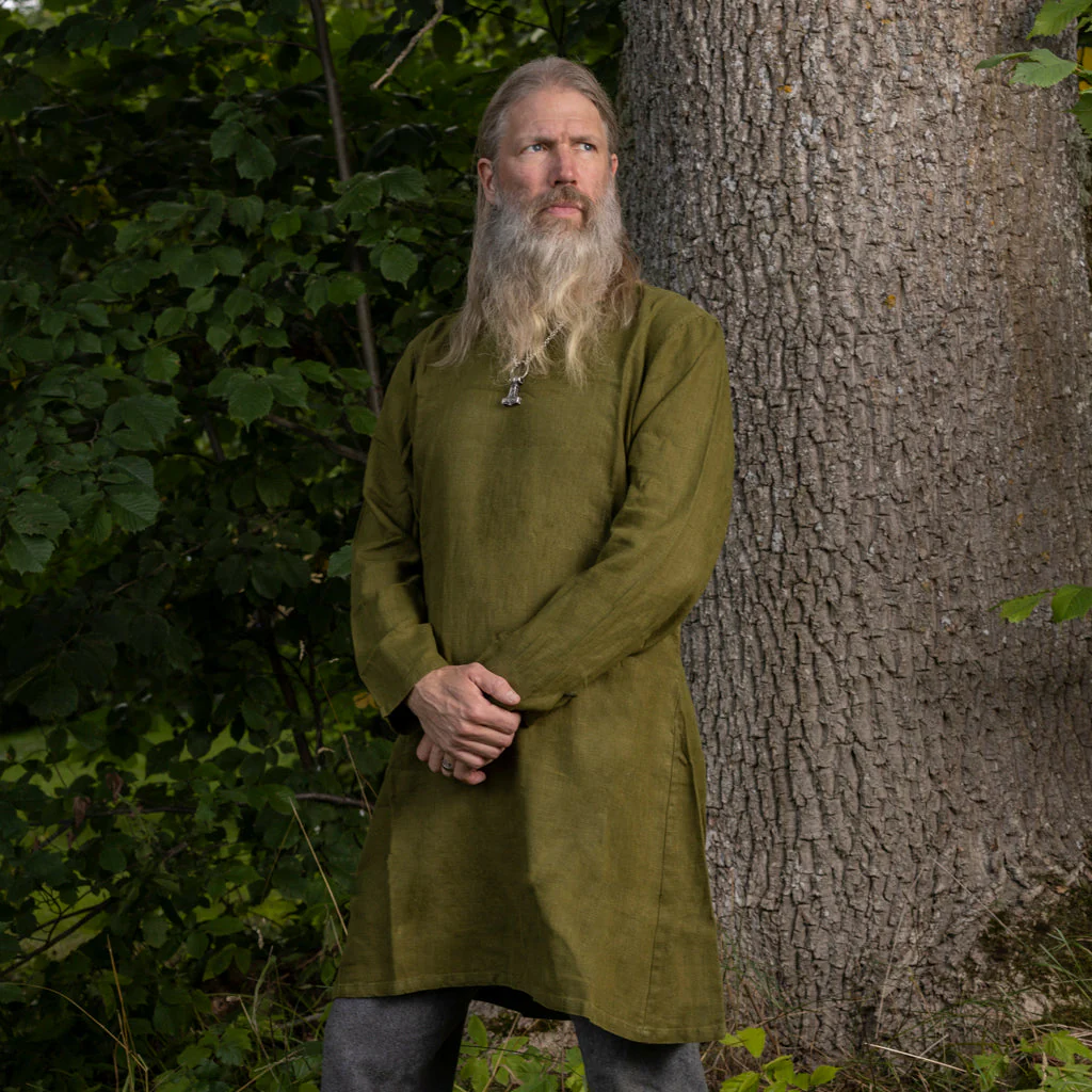 Viking Linen Tunic, Green - Image 3