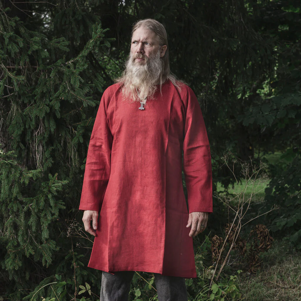 Viking Linen Tunic, Red - Image 3