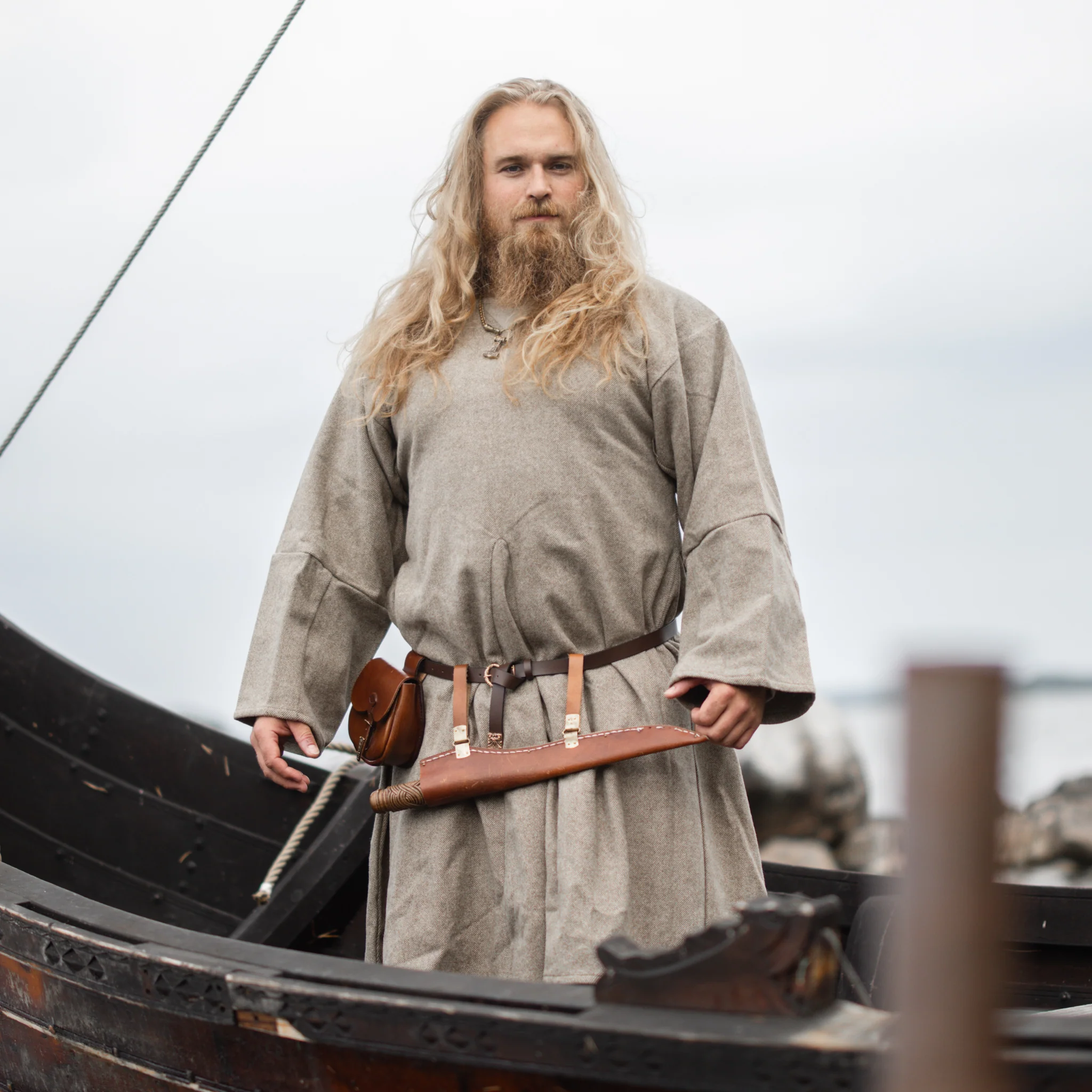 Viking Wool Tunic, Kragelund, Brown